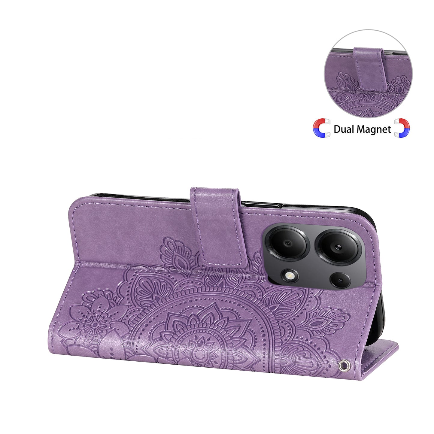For Xiaomi Redmi Note 13 Pro 4G / Poco M6 Pro 4G Cover PU Leather Flip Stand Phone Case - Purple