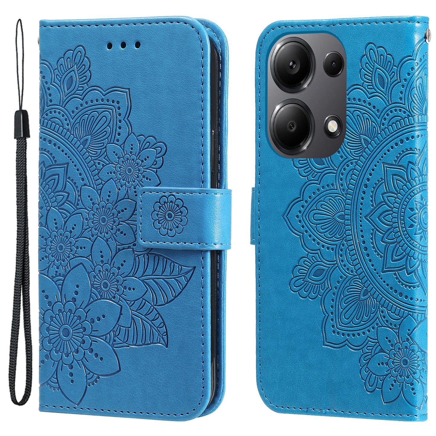 For Xiaomi Redmi Note 13 Pro 4G / Poco M6 Pro 4G Cover PU Leather Flip Stand Phone Case - Blue