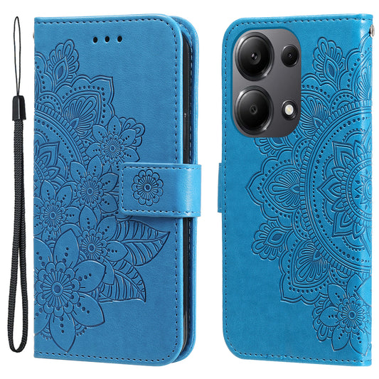 For Xiaomi Redmi Note 13 Pro 4G / Poco M6 Pro 4G Cover PU Leather Flip Stand Phone Case - Blue
