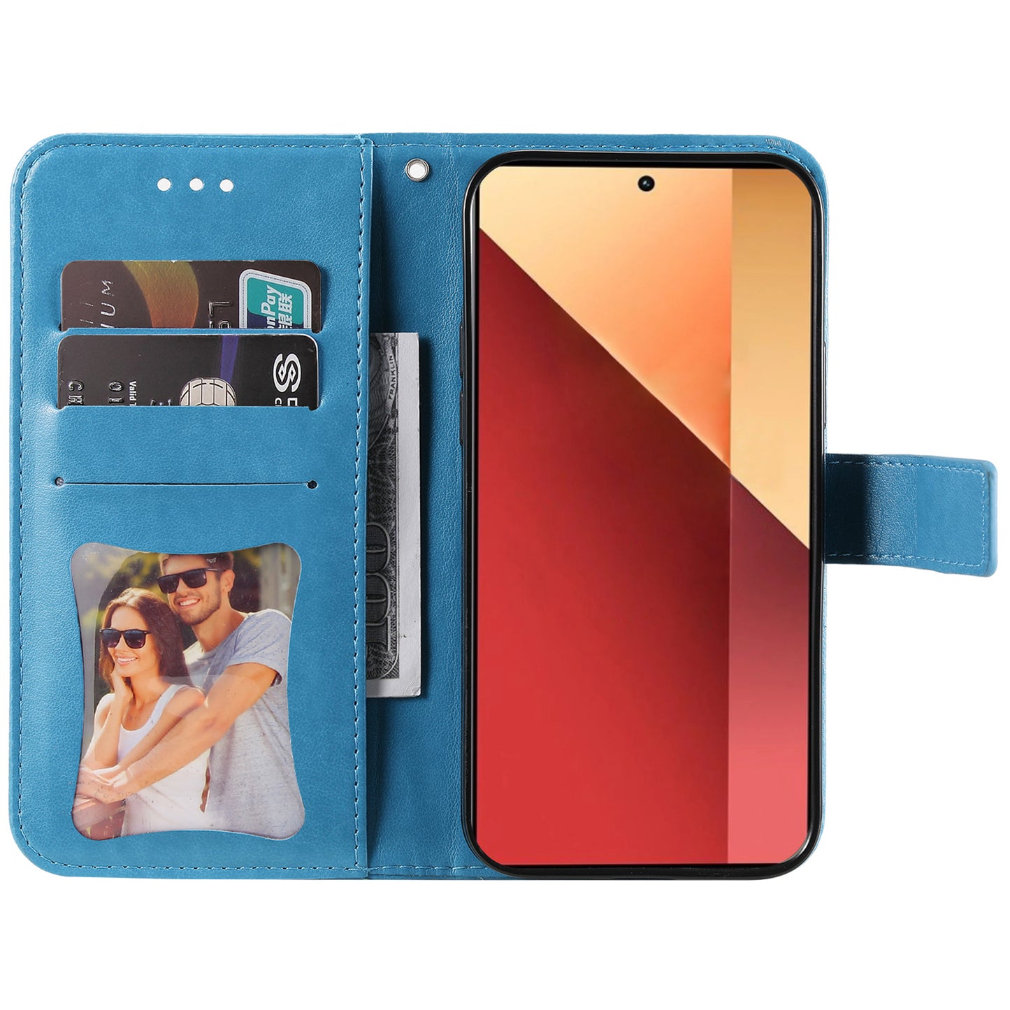 For Xiaomi Redmi Note 13 Pro 4G / Poco M6 Pro 4G Cover PU Leather Flip Stand Phone Case - Blue