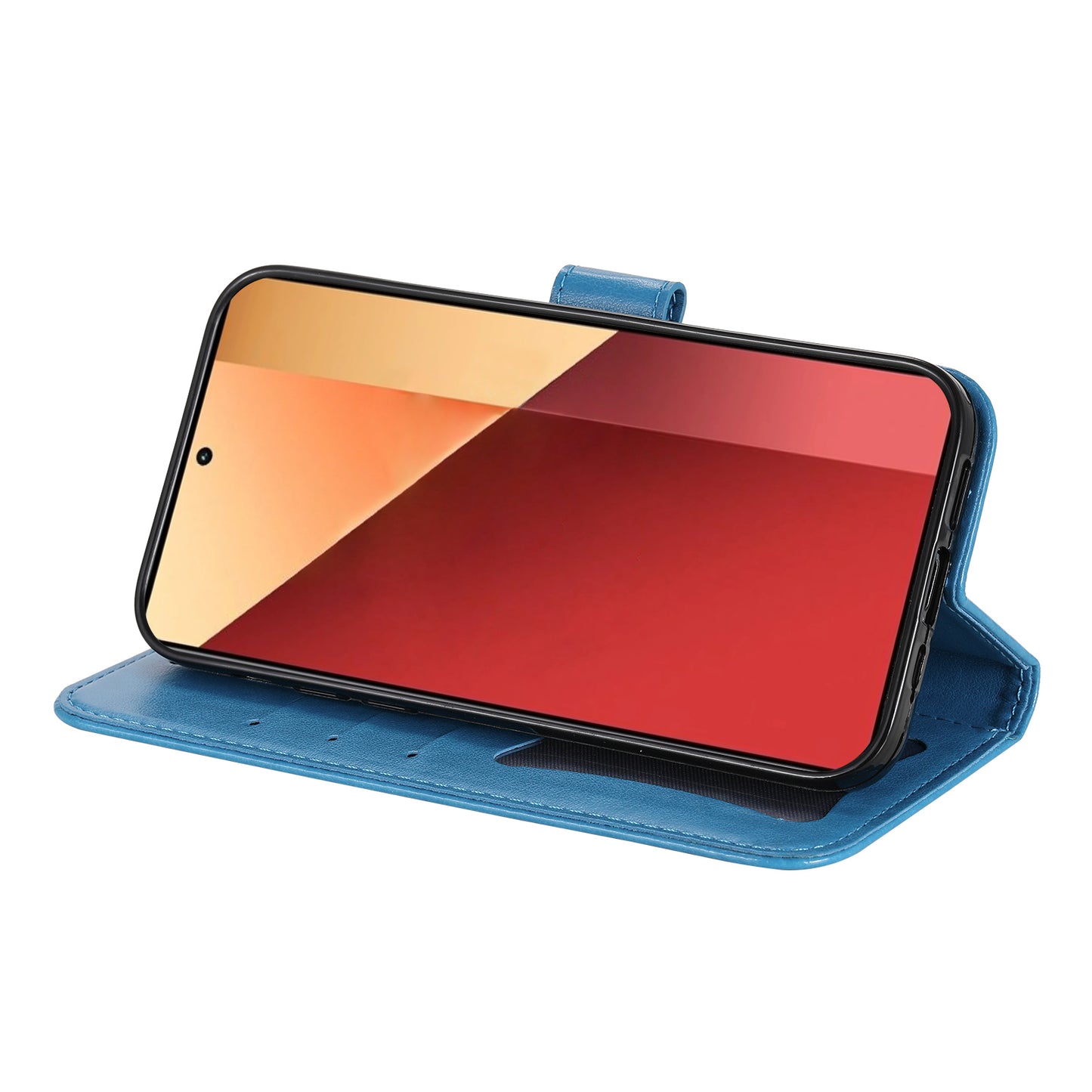 For Xiaomi Redmi Note 13 Pro 4G / Poco M6 Pro 4G Cover PU Leather Flip Stand Phone Case - Blue