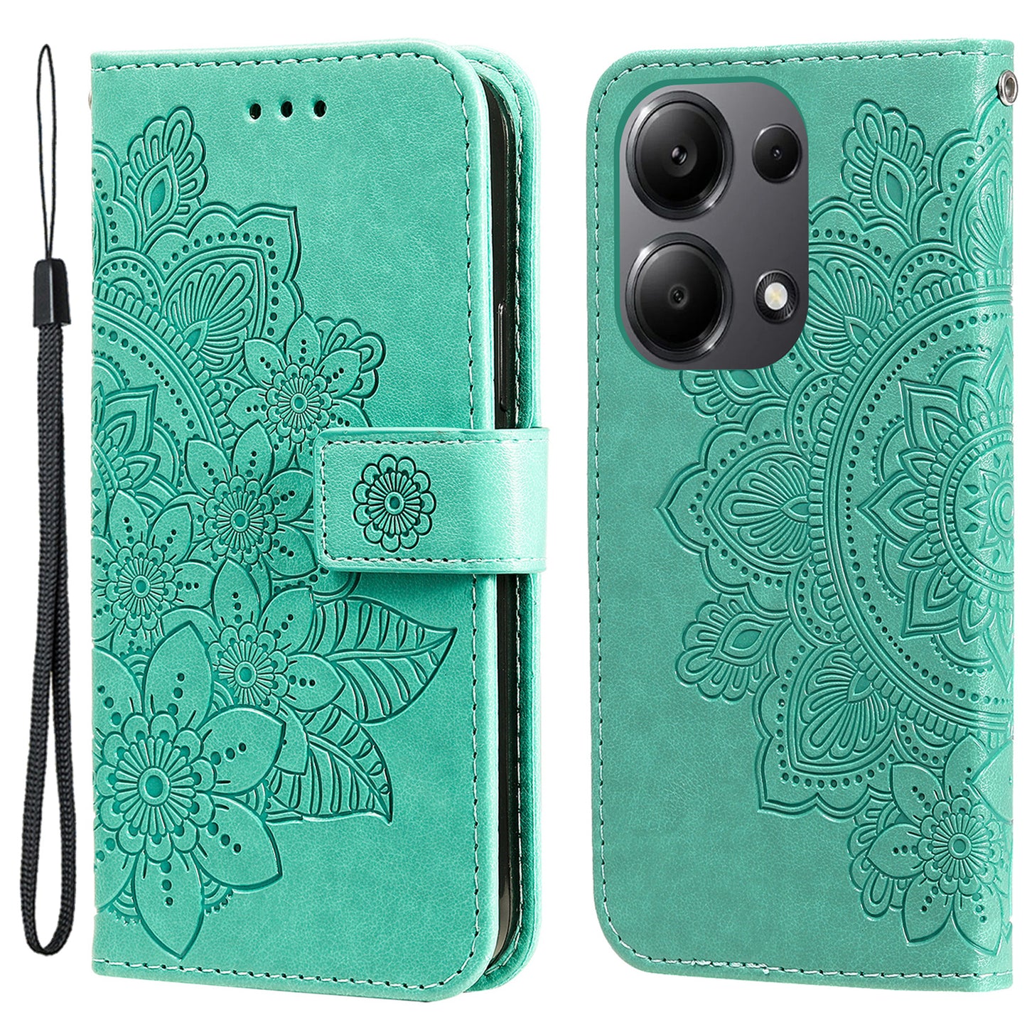 For Xiaomi Redmi Note 13 Pro 4G / Poco M6 Pro 4G Cover PU Leather Flip Stand Phone Case - Green