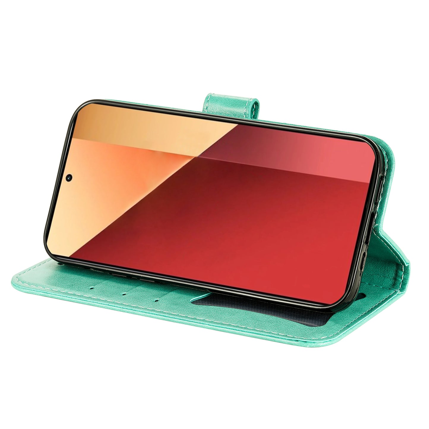 For Xiaomi Redmi Note 13 Pro 4G / Poco M6 Pro 4G Cover PU Leather Flip Stand Phone Case - Green