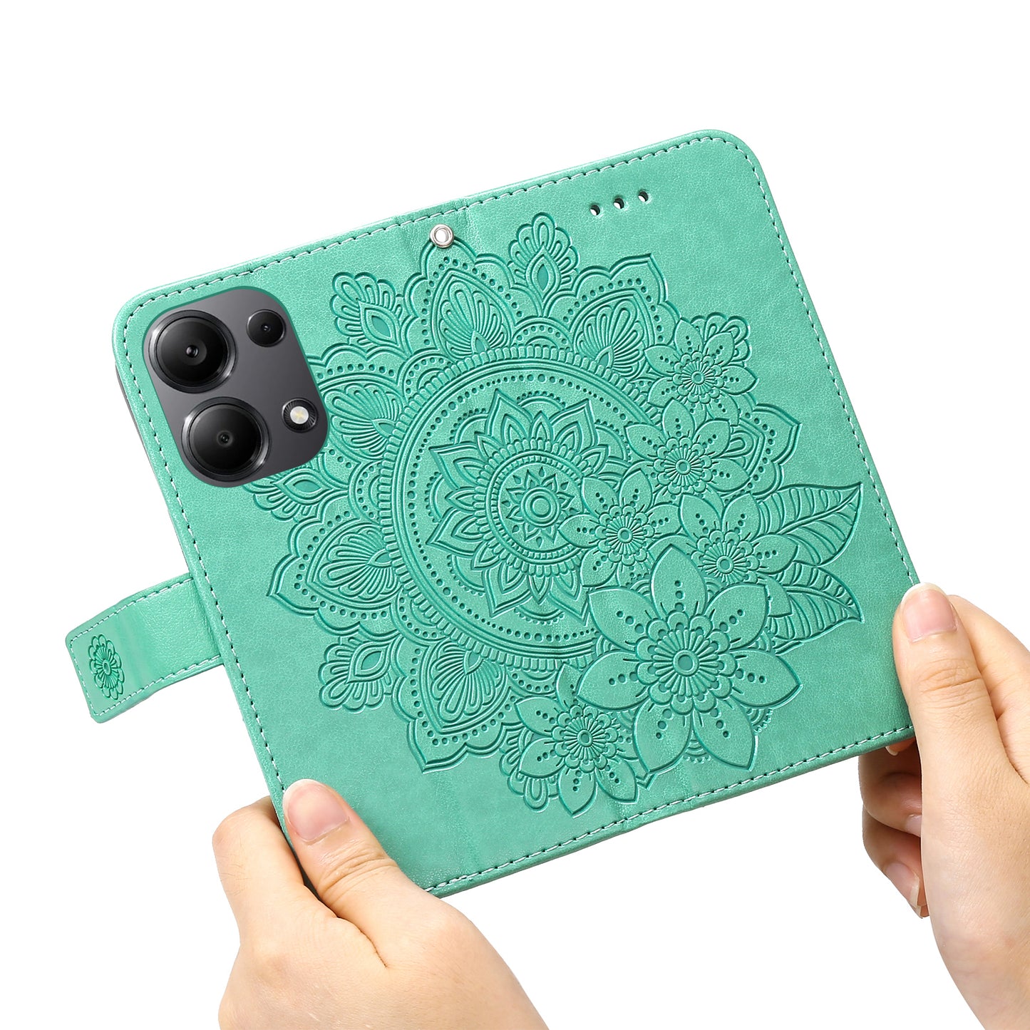 For Xiaomi Redmi Note 13 Pro 4G / Poco M6 Pro 4G Cover PU Leather Flip Stand Phone Case - Green
