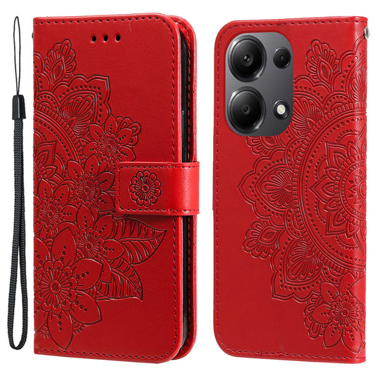 For Xiaomi Redmi Note 13 Pro 4G / Poco M6 Pro 4G Cover PU Leather Flip Stand Phone Case - Red