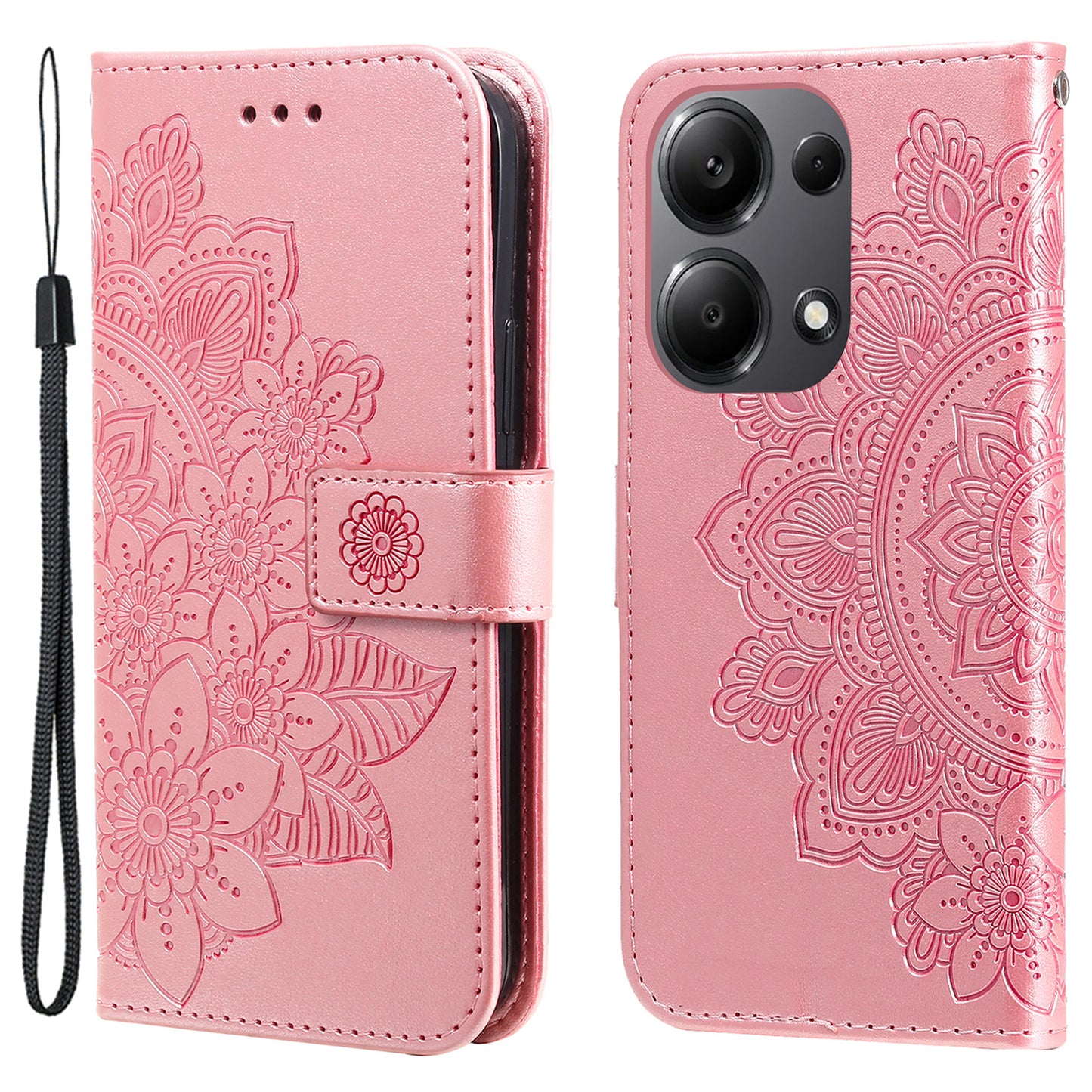 For Xiaomi Redmi Note 13 Pro 4G / Poco M6 Pro 4G Cover PU Leather Flip Stand Phone Case - Pink