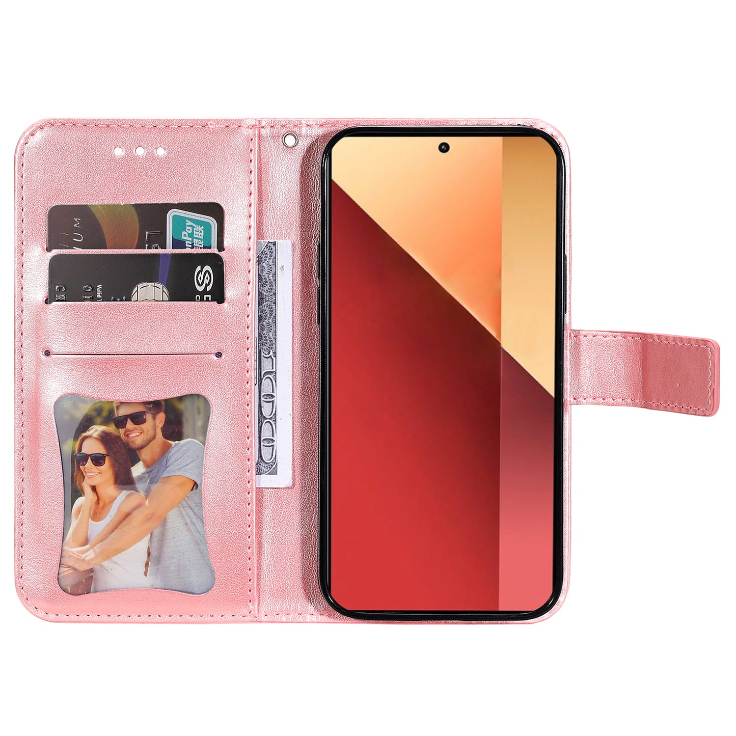 For Xiaomi Redmi Note 13 Pro 4G / Poco M6 Pro 4G Cover PU Leather Flip Stand Phone Case - Pink