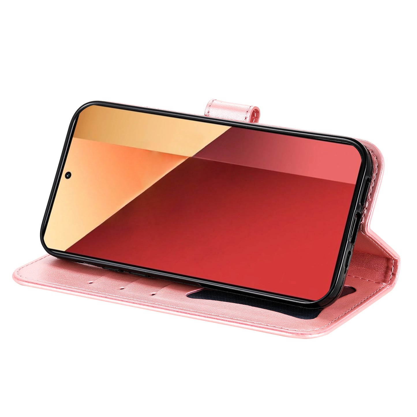 For Xiaomi Redmi Note 13 Pro 4G / Poco M6 Pro 4G Cover PU Leather Flip Stand Phone Case - Pink