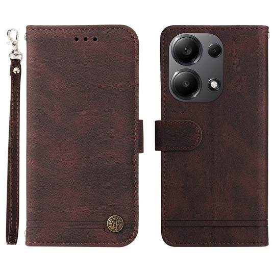 For Xiaomi Redmi Note 13 Pro 4G / Poco M6 Pro 4G Case Magnetic Leather Skin-Touch Phone Protector - Brown