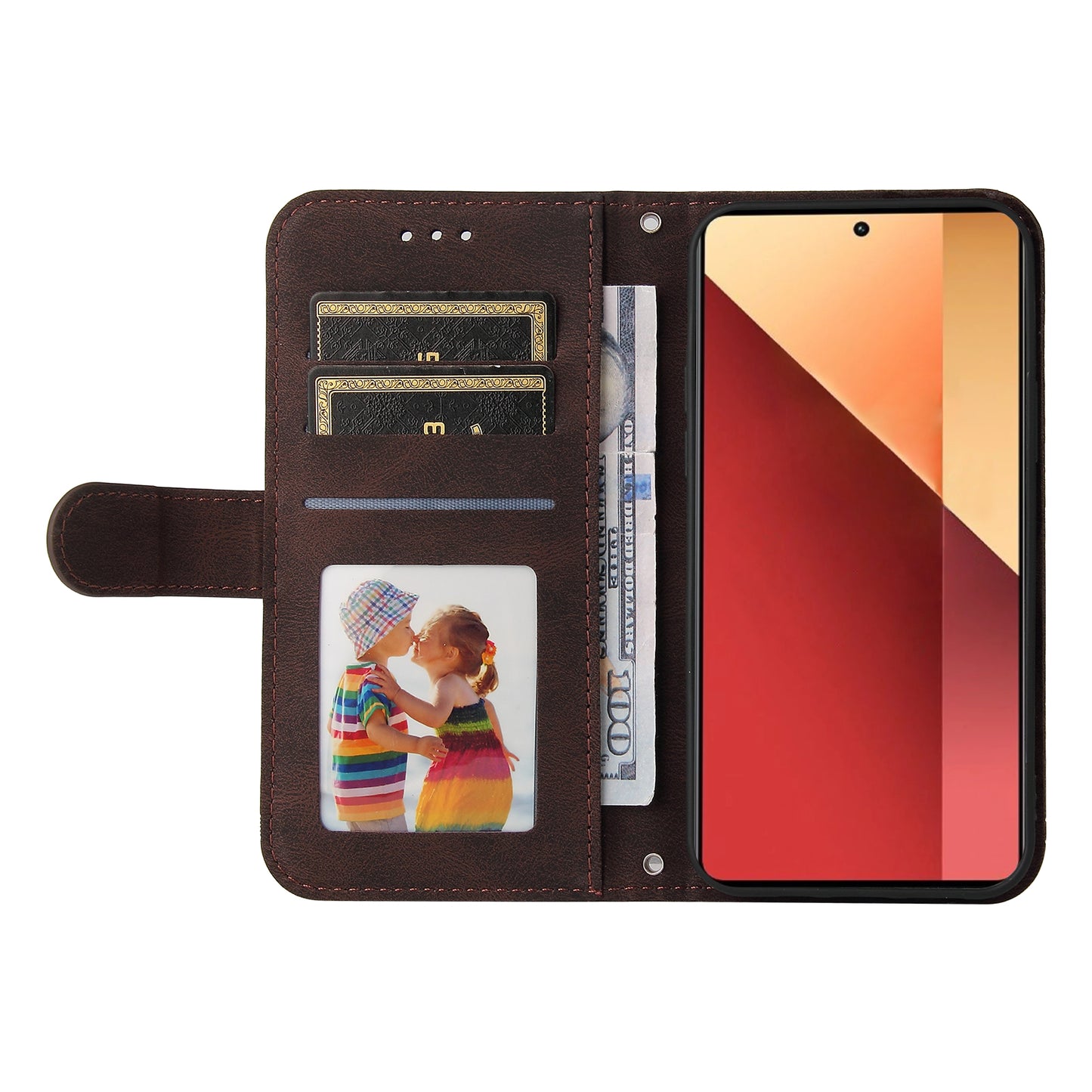 For Xiaomi Redmi Note 13 Pro 4G / Poco M6 Pro 4G Case Magnetic Leather Skin-Touch Phone Protector - Brown