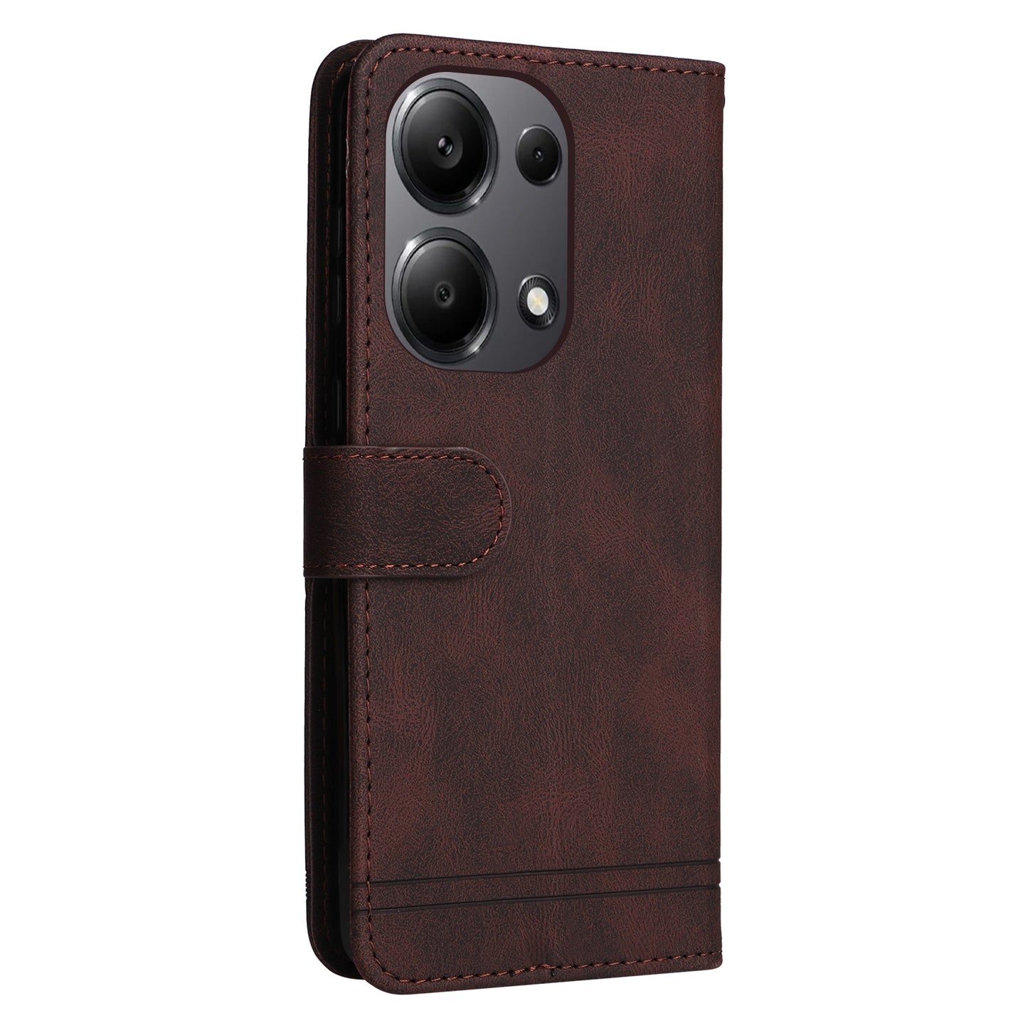 For Xiaomi Redmi Note 13 Pro 4G / Poco M6 Pro 4G Case Magnetic Leather Skin-Touch Phone Protector - Brown