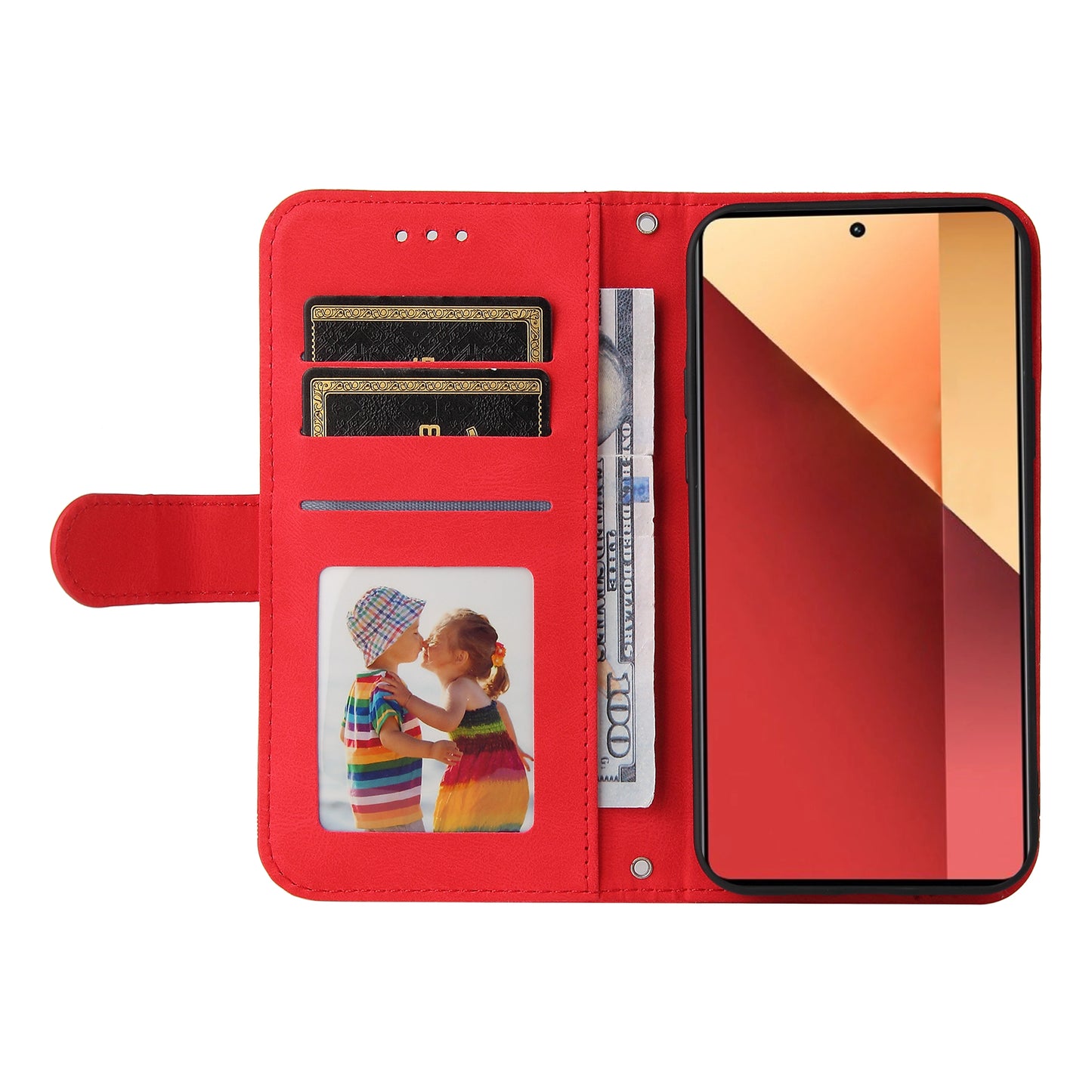 For Xiaomi Redmi Note 13 Pro 4G / Poco M6 Pro 4G Case Magnetic Leather Skin-Touch Phone Protector - Red