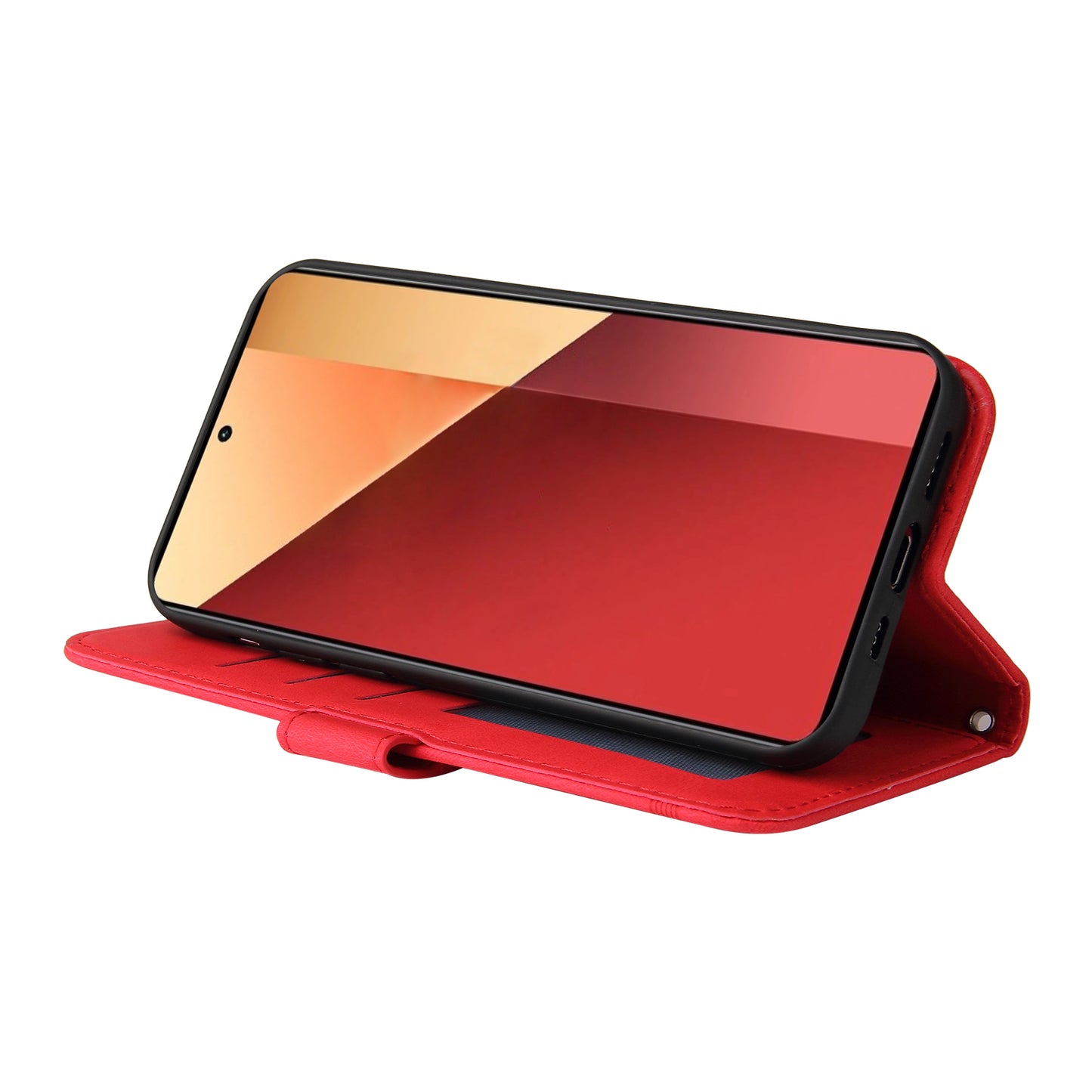 For Xiaomi Redmi Note 13 Pro 4G / Poco M6 Pro 4G Case Magnetic Leather Skin-Touch Phone Protector - Red