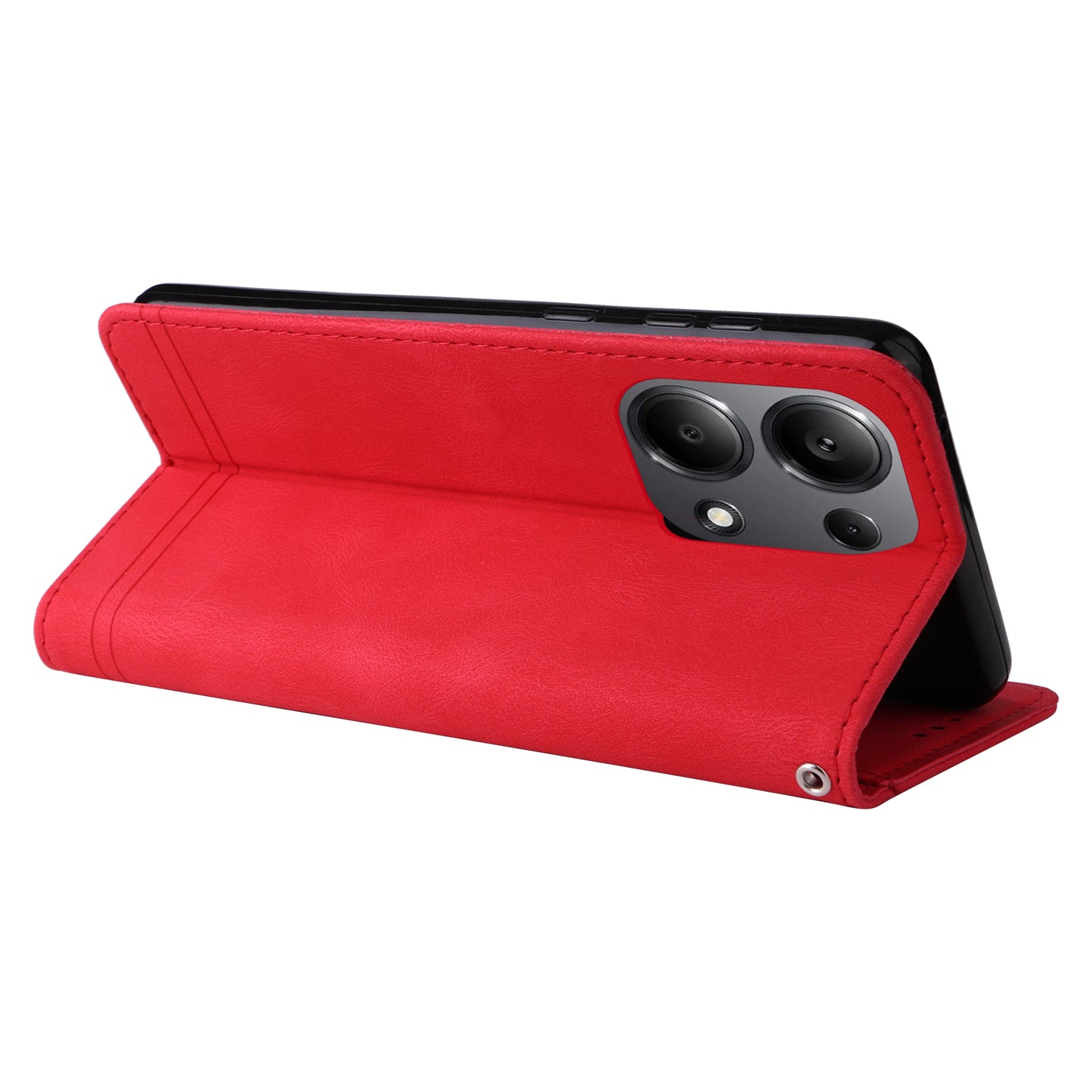 For Xiaomi Redmi Note 13 Pro 4G / Poco M6 Pro 4G Case Magnetic Leather Skin-Touch Phone Protector - Red