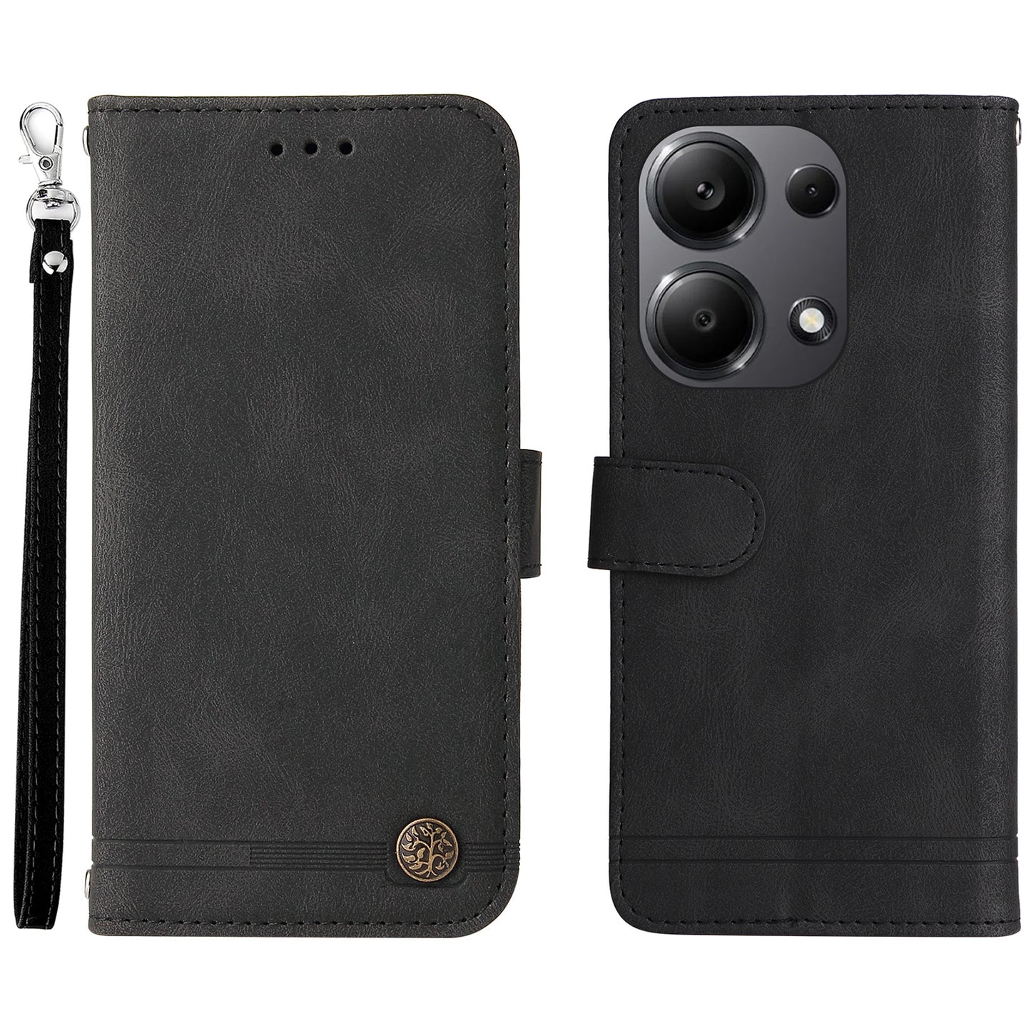 For Xiaomi Redmi Note 13 Pro 4G / Poco M6 Pro 4G Case Magnetic Leather Skin-Touch Phone Protector - Black