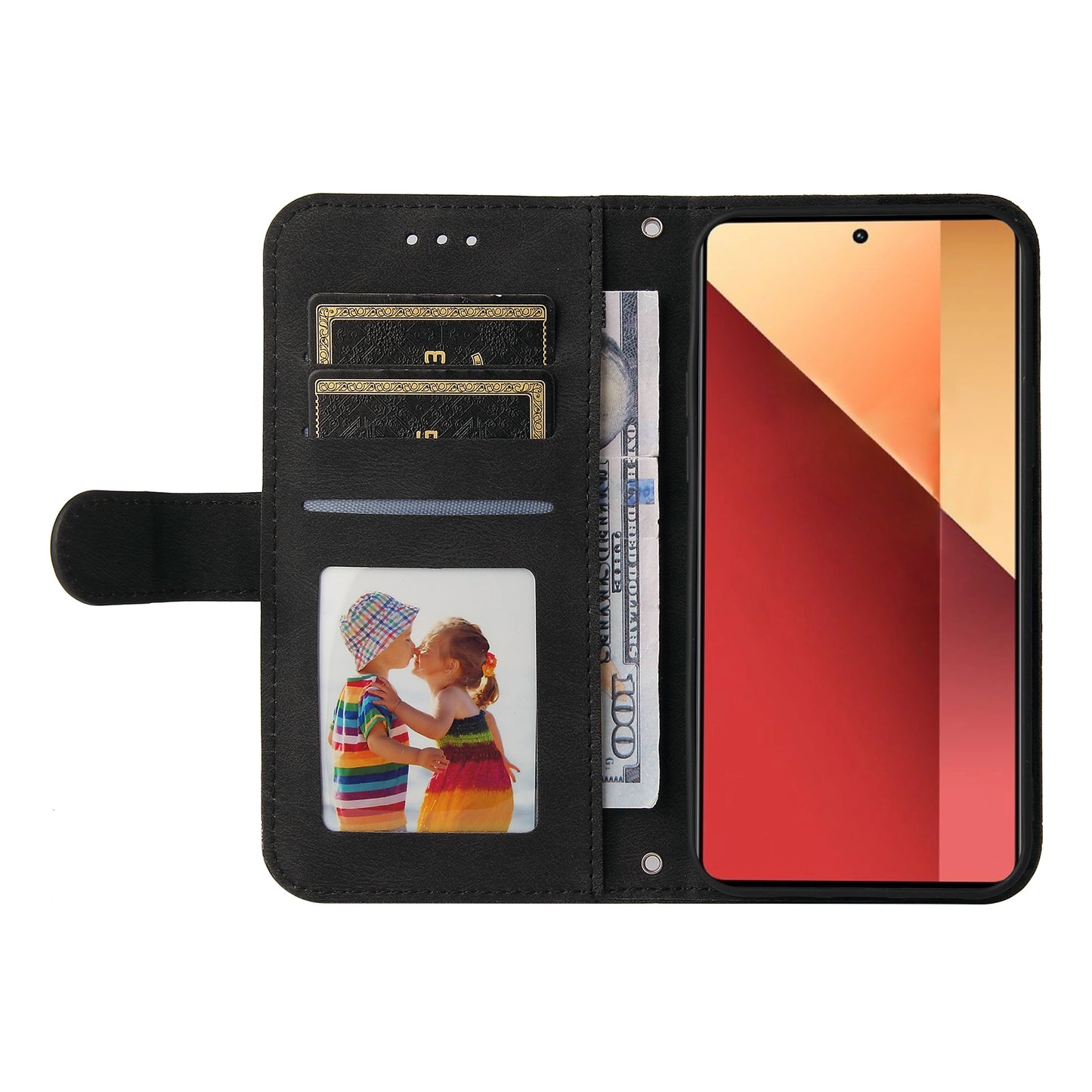 For Xiaomi Redmi Note 13 Pro 4G / Poco M6 Pro 4G Case Magnetic Leather Skin-Touch Phone Protector - Black