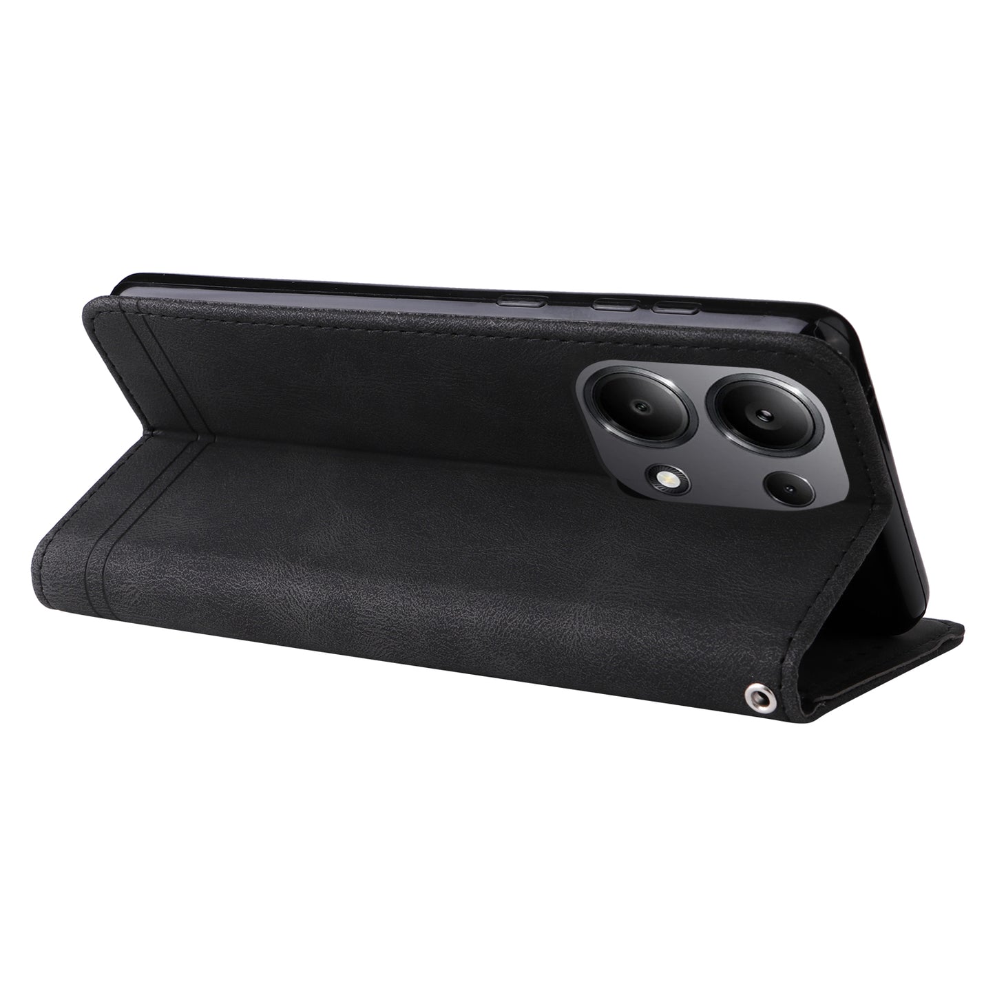 For Xiaomi Redmi Note 13 Pro 4G / Poco M6 Pro 4G Case Magnetic Leather Skin-Touch Phone Protector - Black