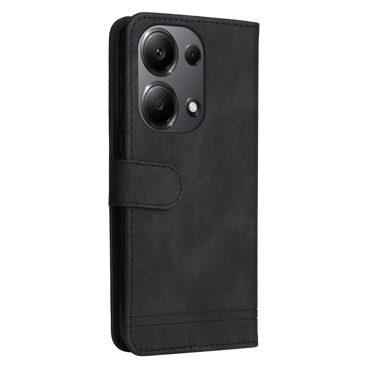 For Xiaomi Redmi Note 13 Pro 4G / Poco M6 Pro 4G Case Magnetic Leather Skin-Touch Phone Protector - Black
