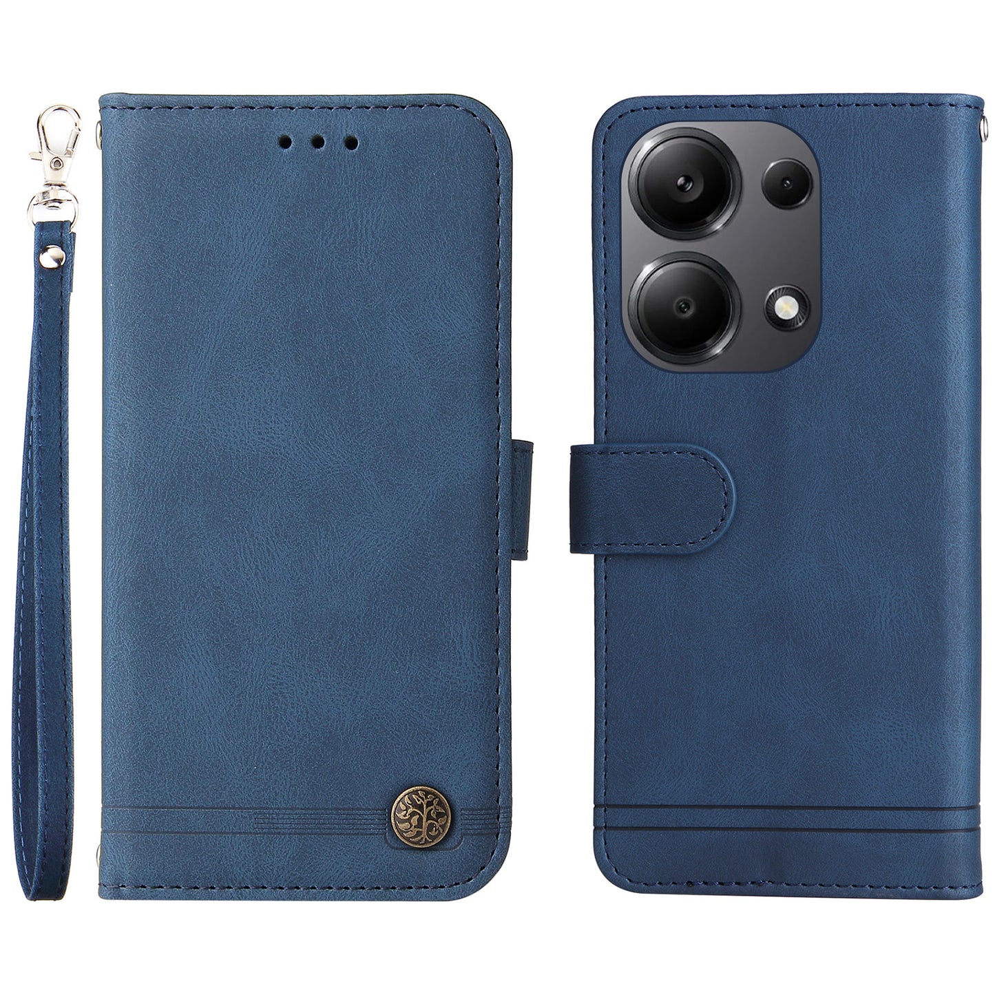 For Xiaomi Redmi Note 13 Pro 4G / Poco M6 Pro 4G Case Magnetic Leather Skin-Touch Phone Protector - Blue