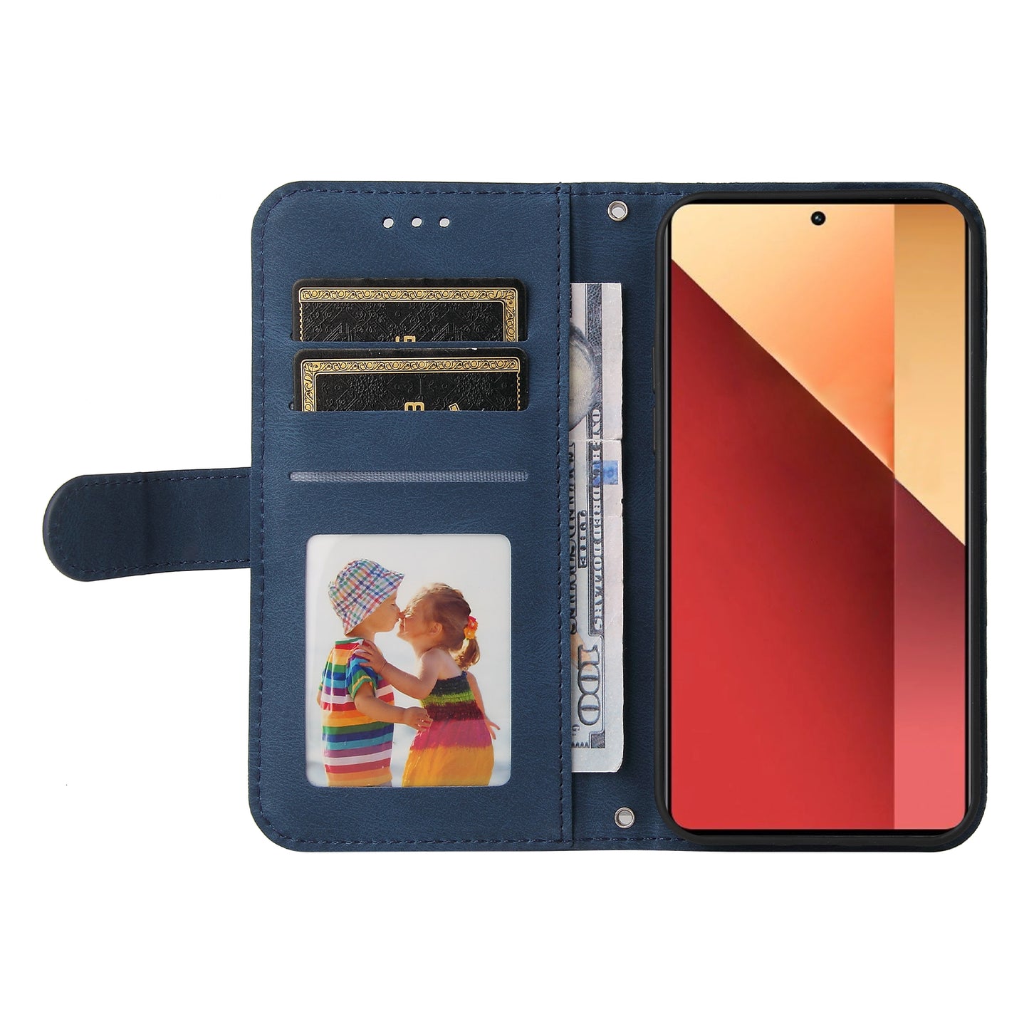 For Xiaomi Redmi Note 13 Pro 4G / Poco M6 Pro 4G Case Magnetic Leather Skin-Touch Phone Protector - Blue