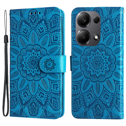 For Xiaomi Redmi Note 13 Pro 4G / Poco M6 Pro 4G Magnetic Phone Case Leather Imprinted Cover - Blue