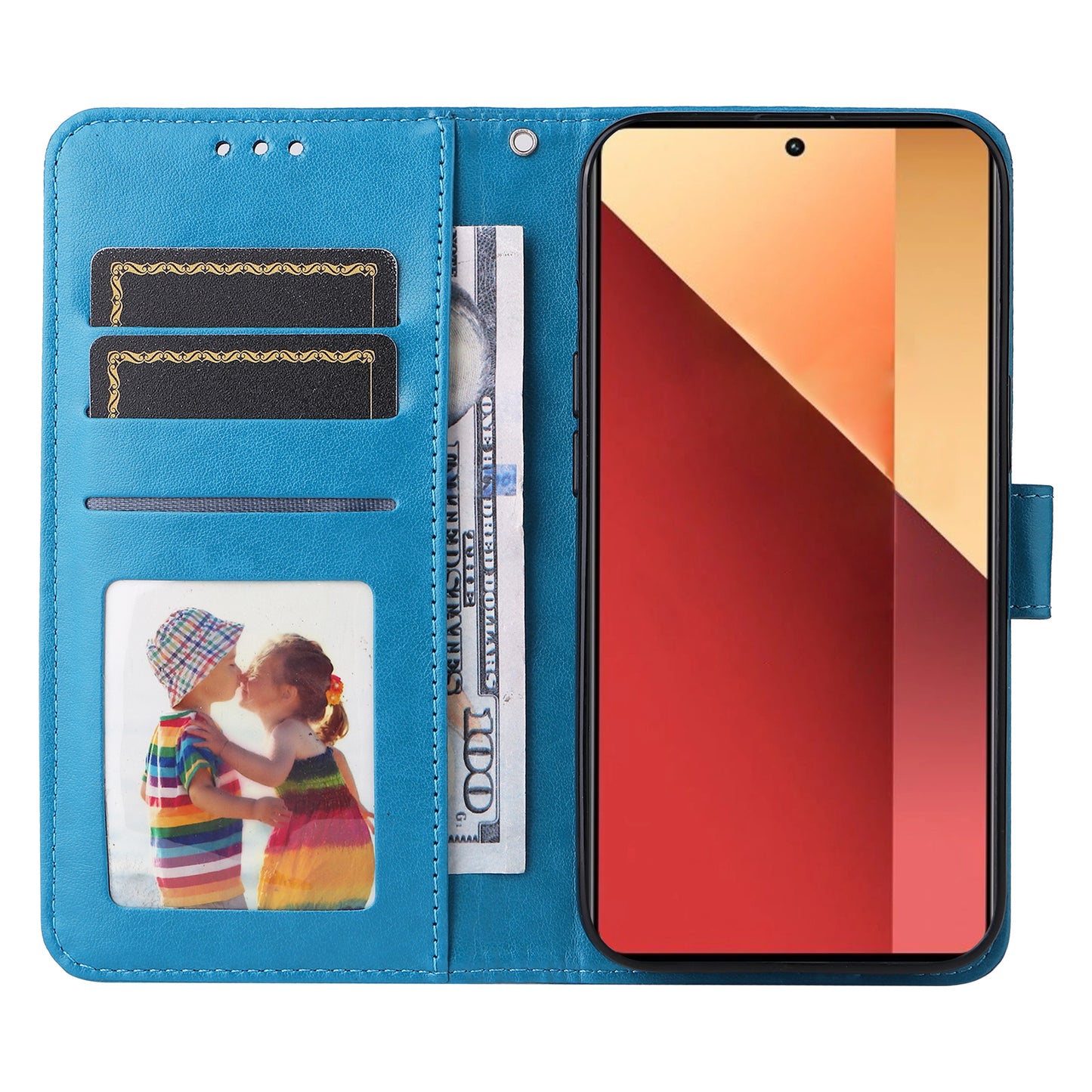 For Xiaomi Redmi Note 13 Pro 4G / Poco M6 Pro 4G Magnetic Phone Case Leather Imprinted Cover - Blue