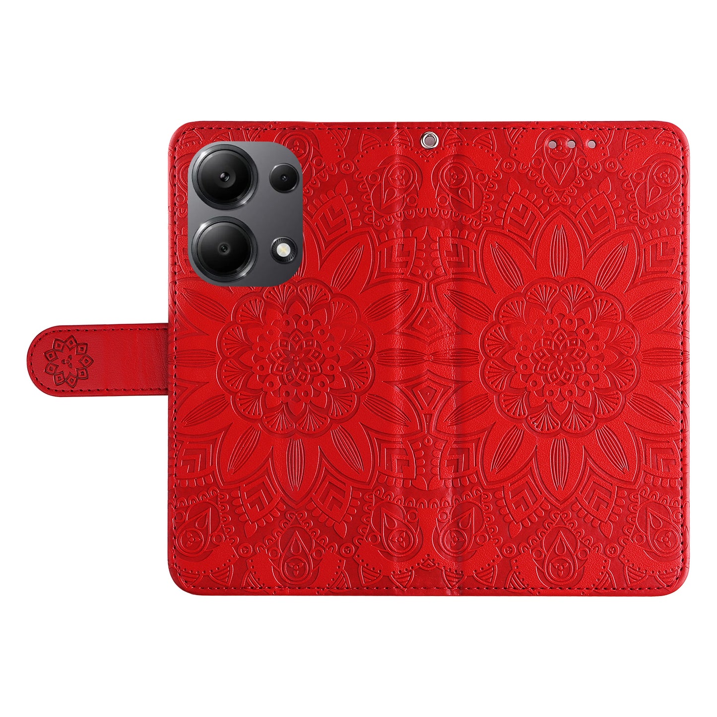 For Xiaomi Redmi Note 13 Pro 4G / Poco M6 Pro 4G Magnetic Phone Case Leather Imprinted Cover - Red