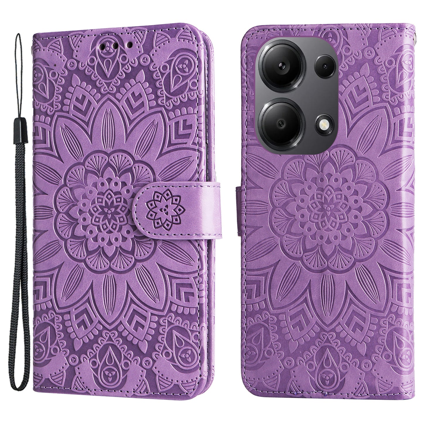 For Xiaomi Redmi Note 13 Pro 4G / Poco M6 Pro 4G Magnetic Phone Case Leather Imprinted Cover - Purple