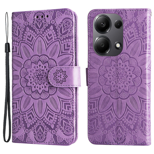 For Xiaomi Redmi Note 13 Pro 4G / Poco M6 Pro 4G Magnetic Phone Case Leather Imprinted Cover - Purple