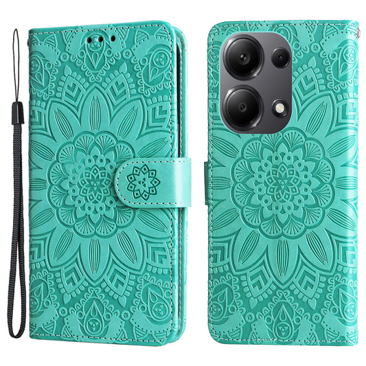 For Xiaomi Redmi Note 13 Pro 4G / Poco M6 Pro 4G Magnetic Phone Case Leather Imprinted Cover - Green