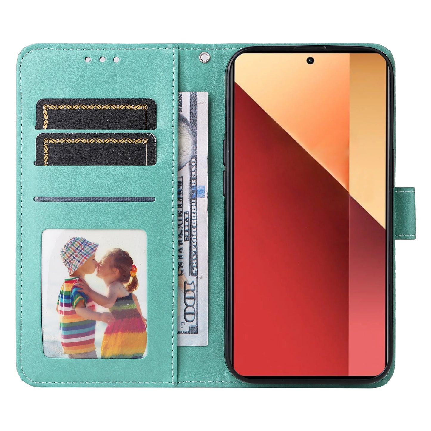 For Xiaomi Redmi Note 13 Pro 4G / Poco M6 Pro 4G Magnetic Phone Case Leather Imprinted Cover - Green