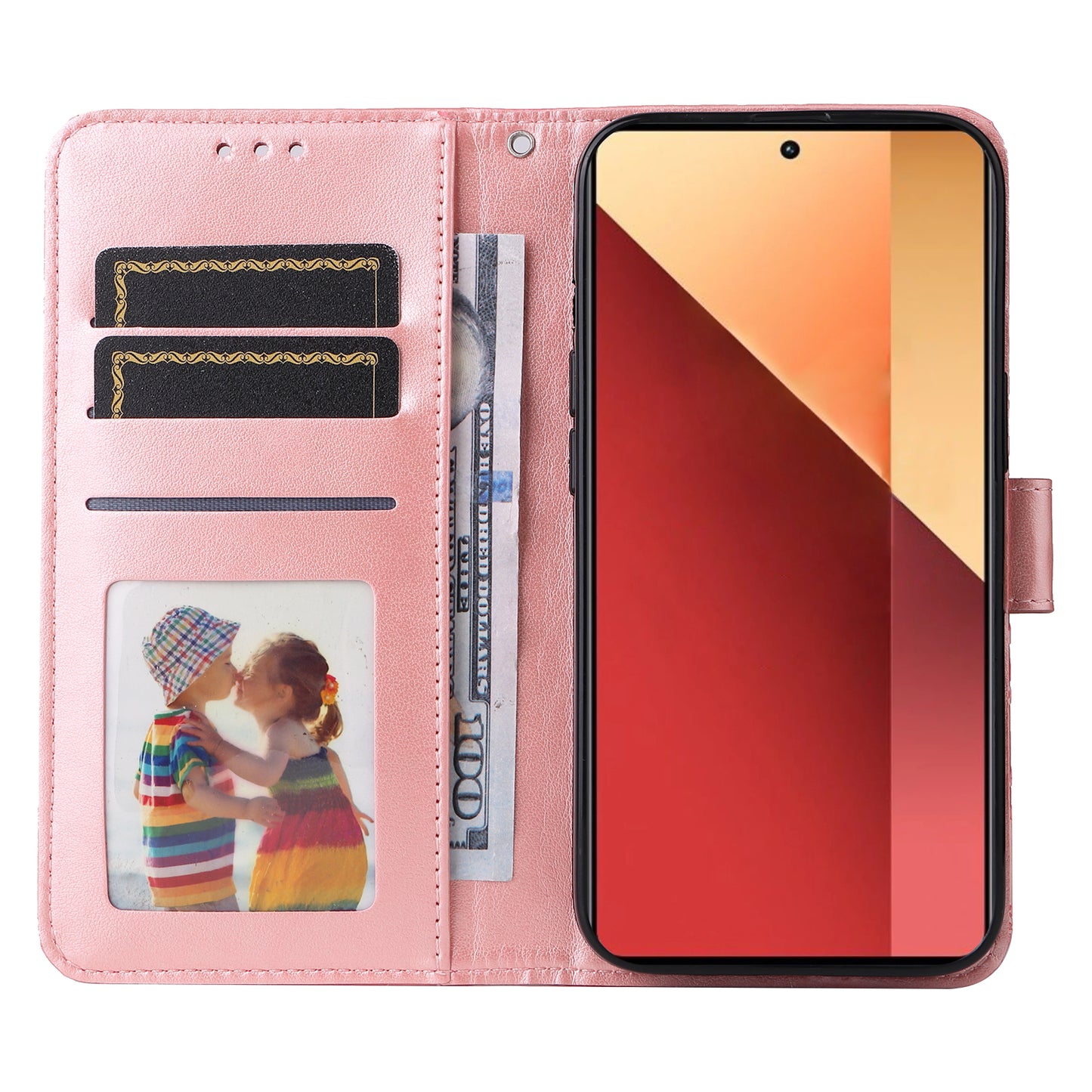 For Xiaomi Redmi Note 13 Pro 4G / Poco M6 Pro 4G Magnetic Phone Case Leather Imprinted Cover - Pink