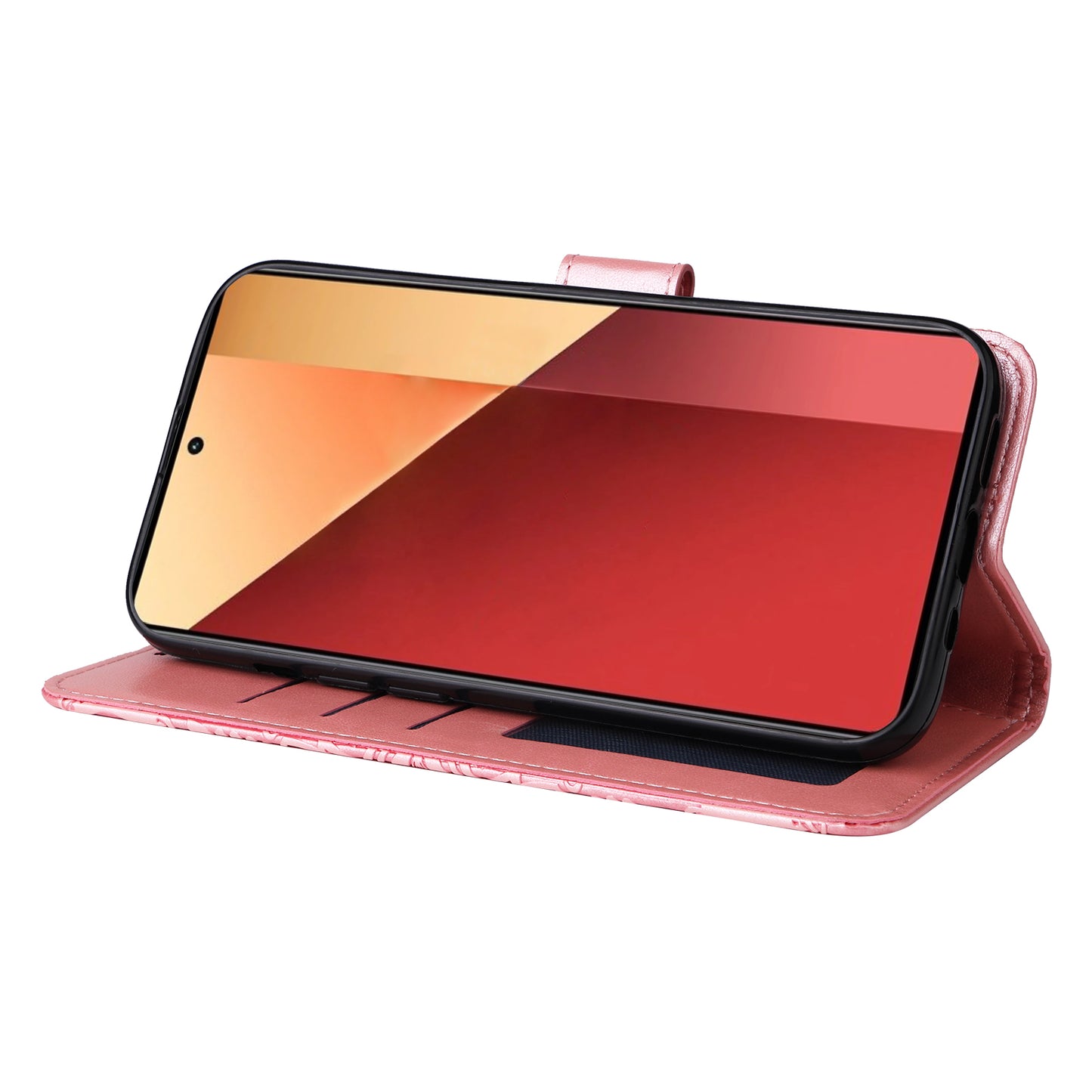 For Xiaomi Redmi Note 13 Pro 4G / Poco M6 Pro 4G Magnetic Phone Case Leather Imprinted Cover - Pink