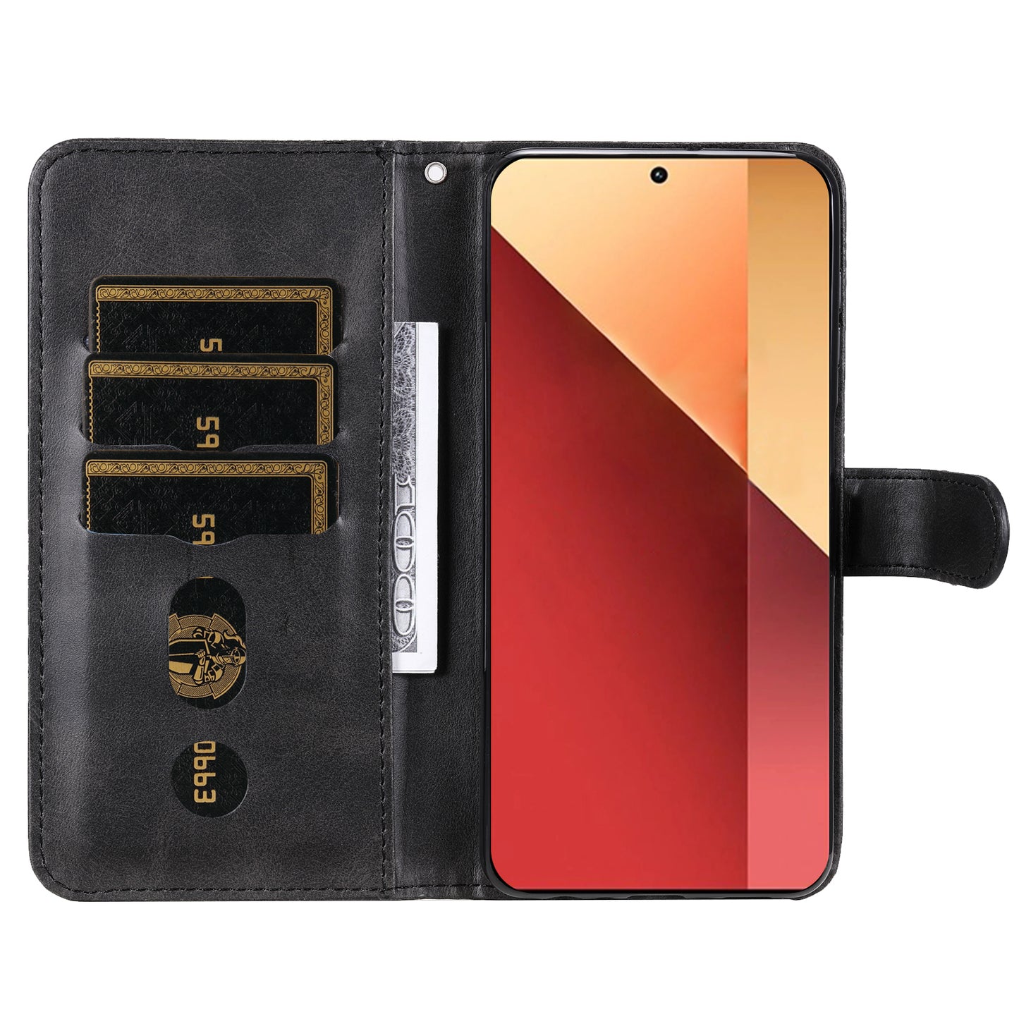 For Xiaomi Redmi Note 13 Pro 4G / Poco M6 Pro 4G Case Leather Anti-drop Cover with Zipper Pocket - Black