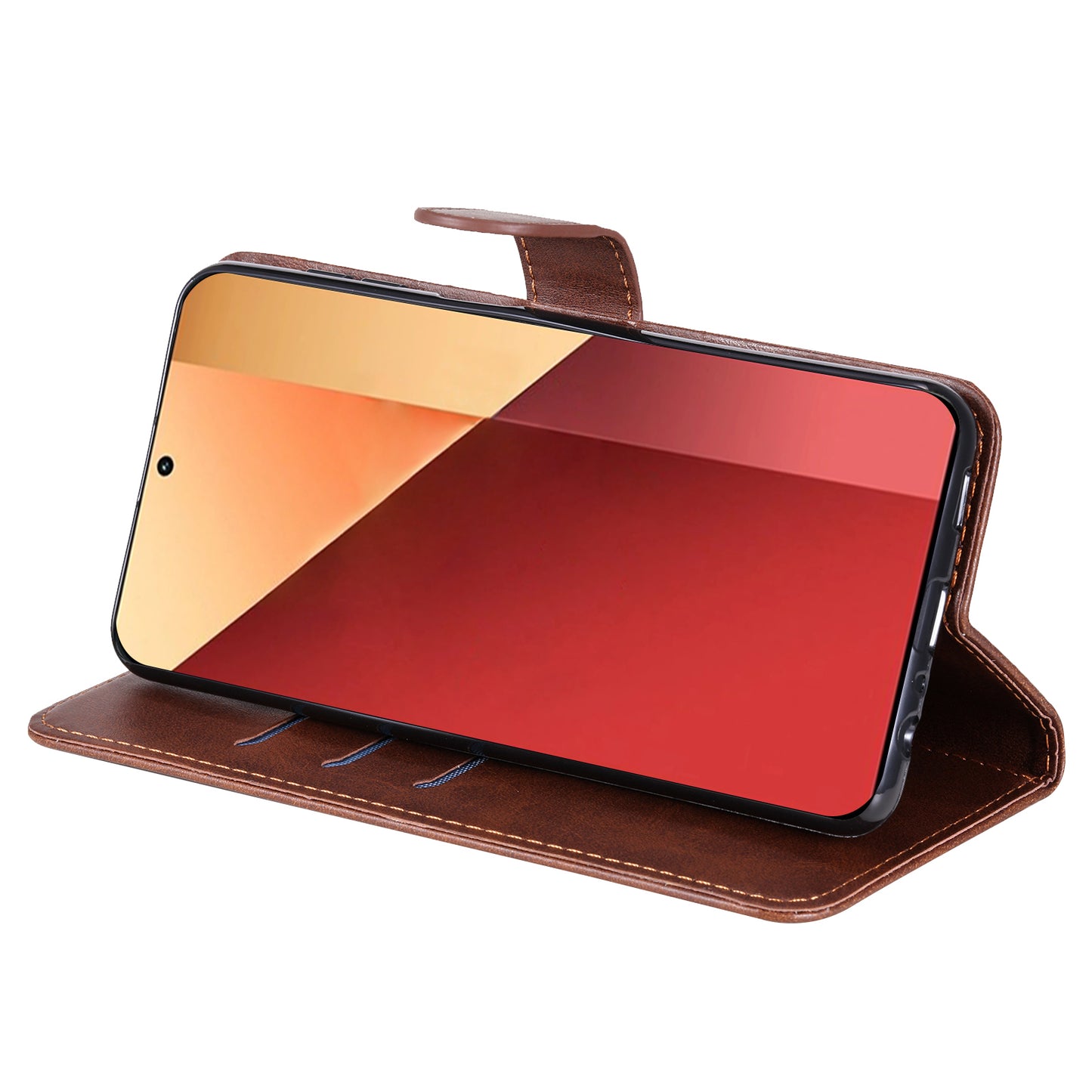 For Xiaomi Redmi Note 13 Pro 4G / Poco M6 Pro 4G Case Leather Anti-drop Cover with Zipper Pocket - Brown