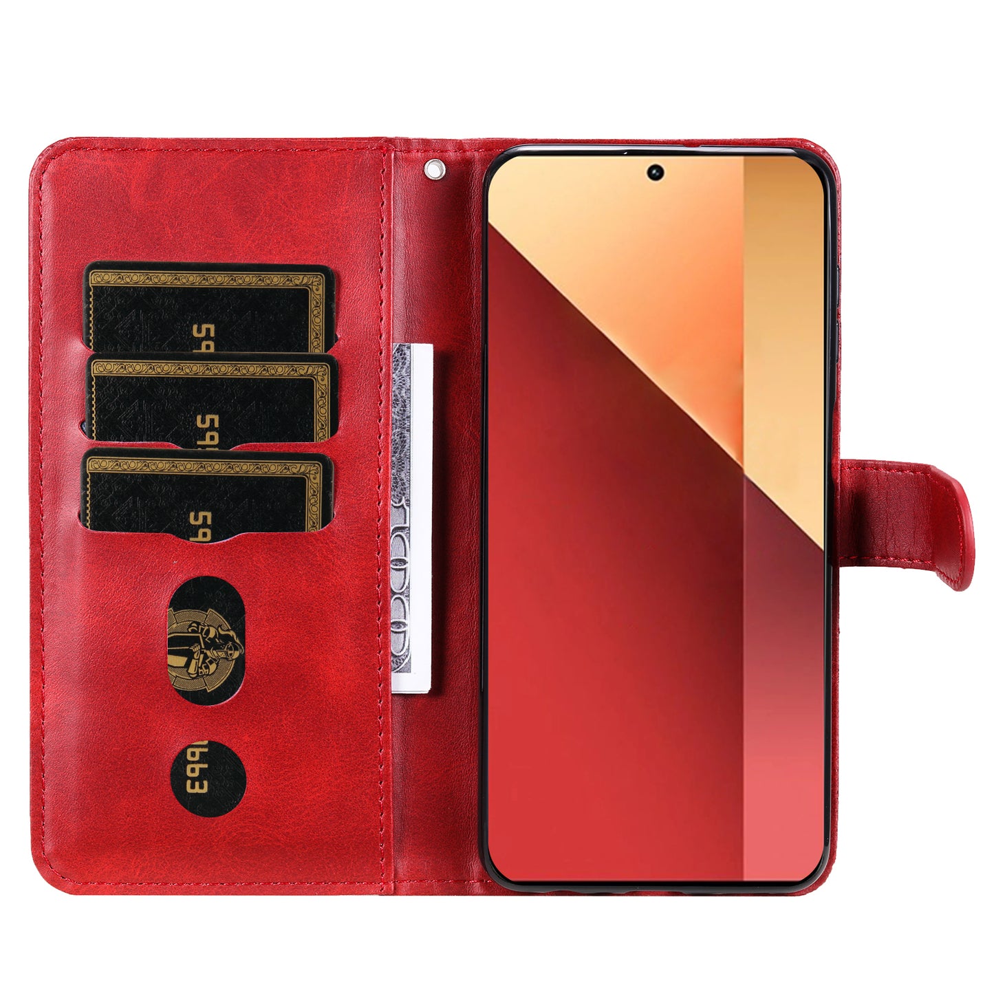 For Xiaomi Redmi Note 13 Pro 4G / Poco M6 Pro 4G Case Leather Anti-drop Cover with Zipper Pocket - Red