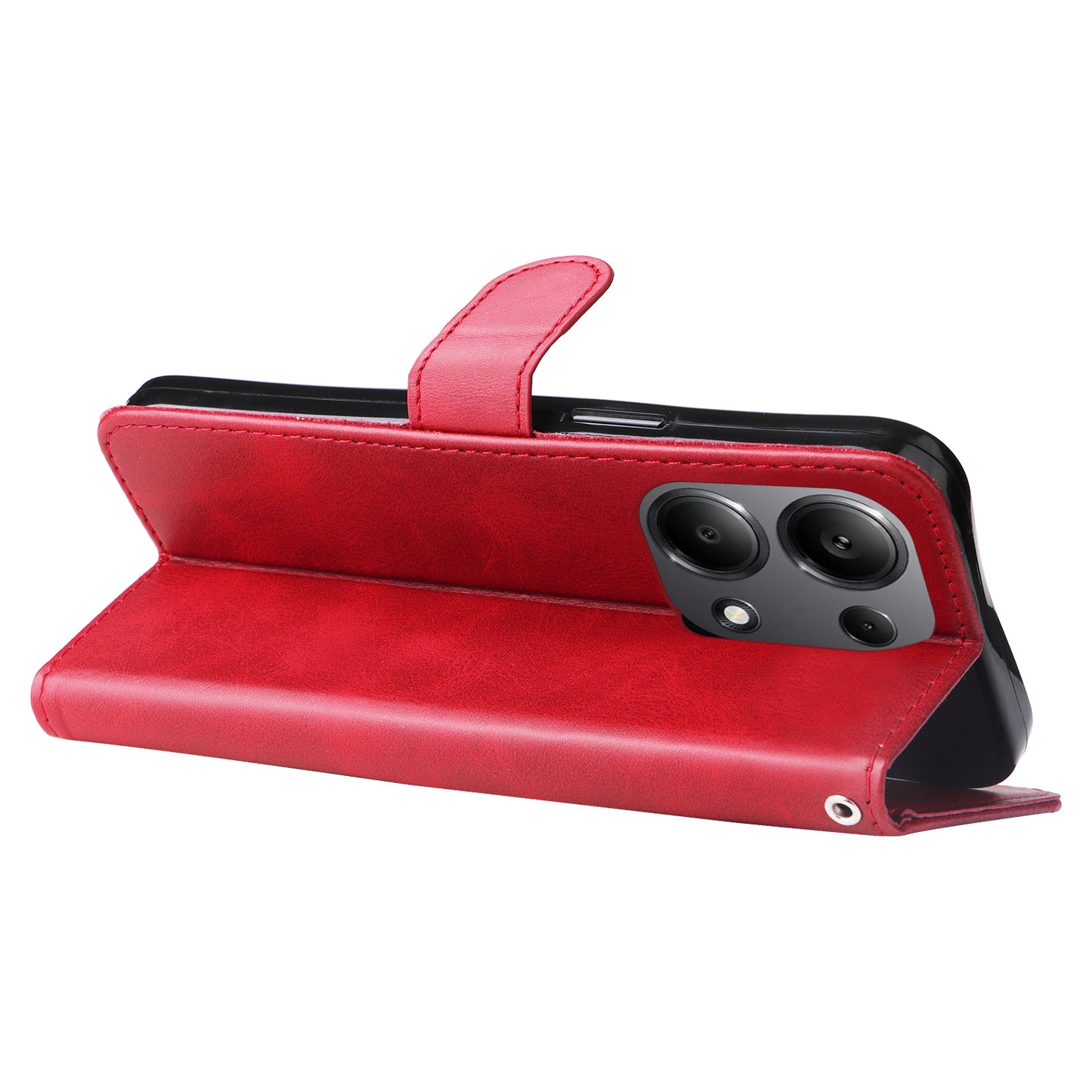For Xiaomi Redmi Note 13 Pro 4G / Poco M6 Pro 4G Case Leather Anti-drop Cover with Zipper Pocket - Red