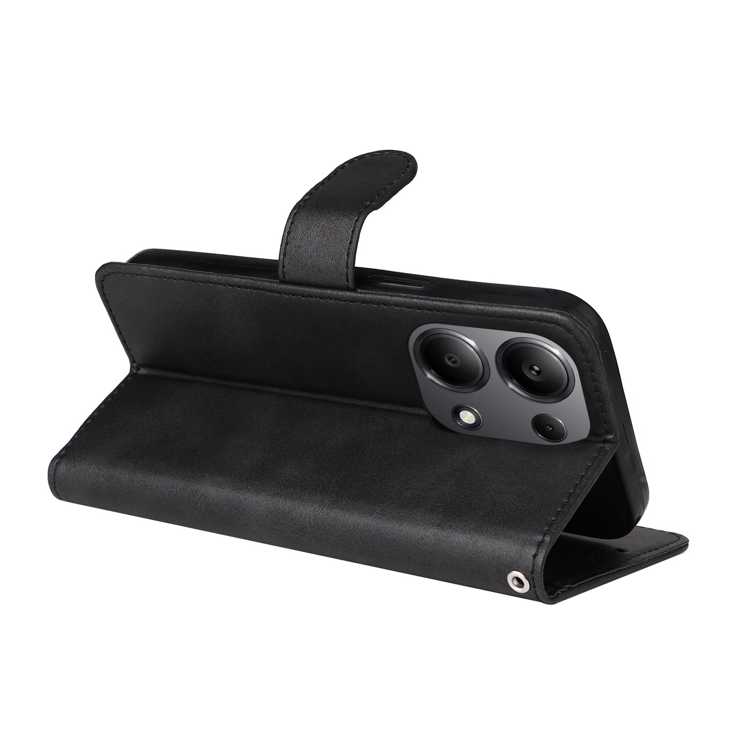 For Xiaomi Redmi Note 13 Pro 4G / Poco M6 Pro 4G Case Calf Texture Photo Slot Phone Cover - Black