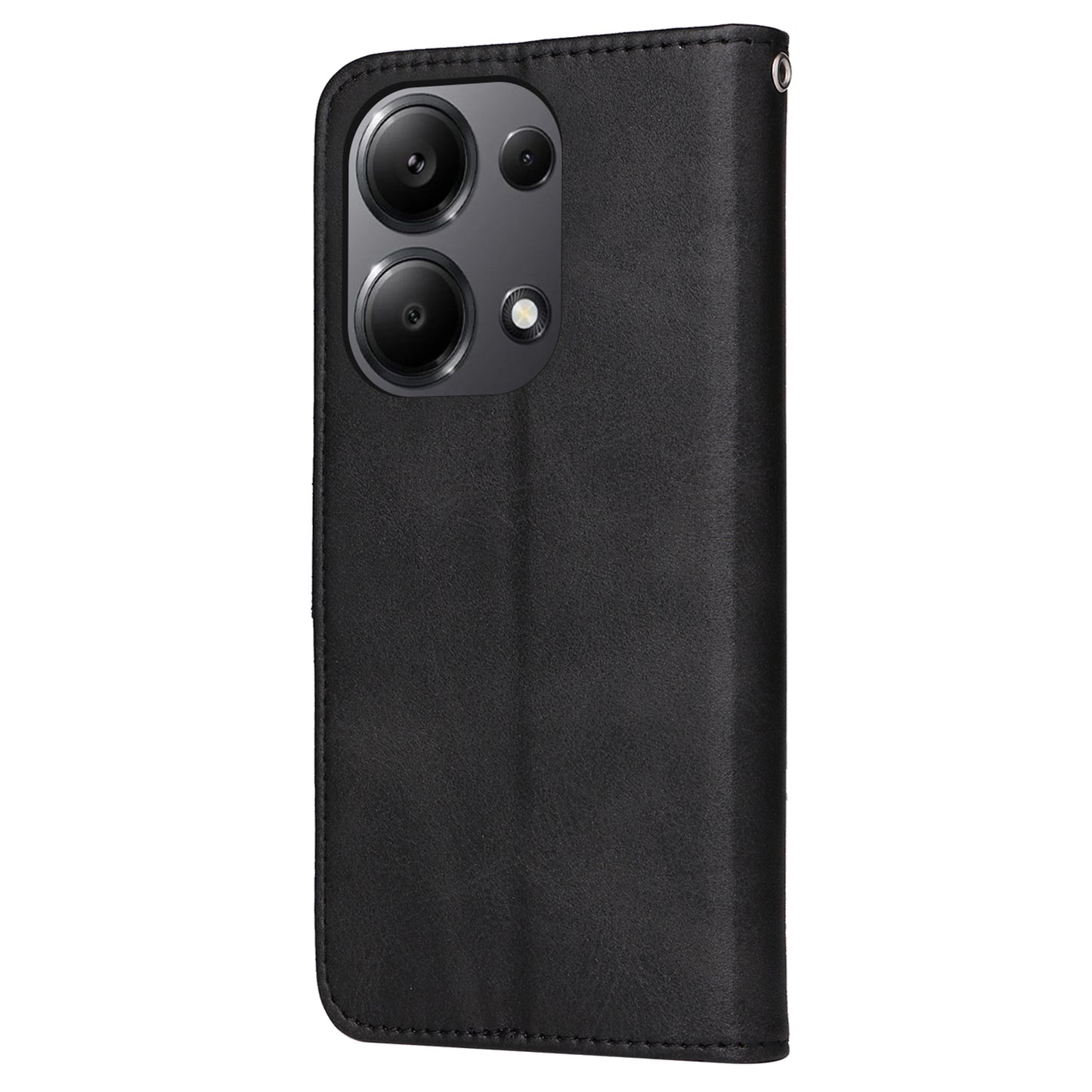 For Xiaomi Redmi Note 13 Pro 4G / Poco M6 Pro 4G Case Calf Texture Photo Slot Phone Cover - Black