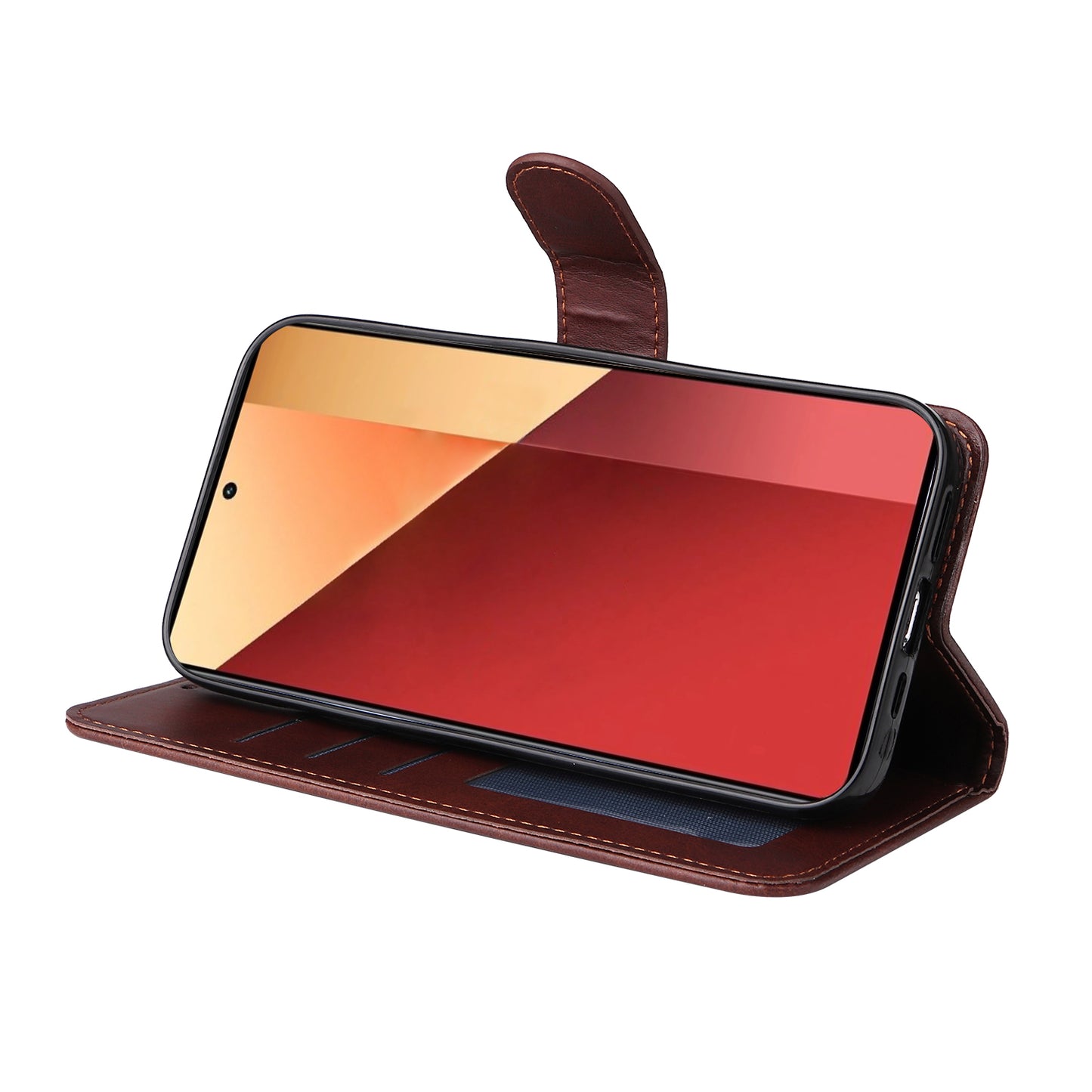 For Xiaomi Redmi Note 13 Pro 4G / Poco M6 Pro 4G Case Calf Texture Photo Slot Phone Cover - Brown