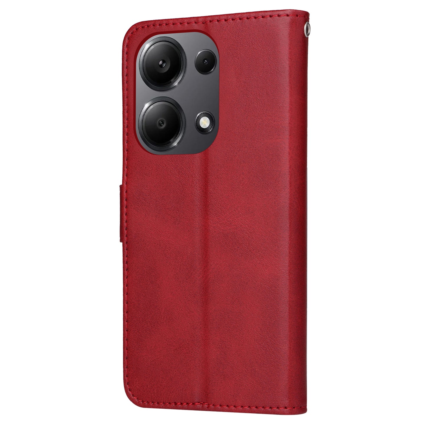 For Xiaomi Redmi Note 13 Pro 4G / Poco M6 Pro 4G Case Calf Texture Photo Slot Phone Cover - Red