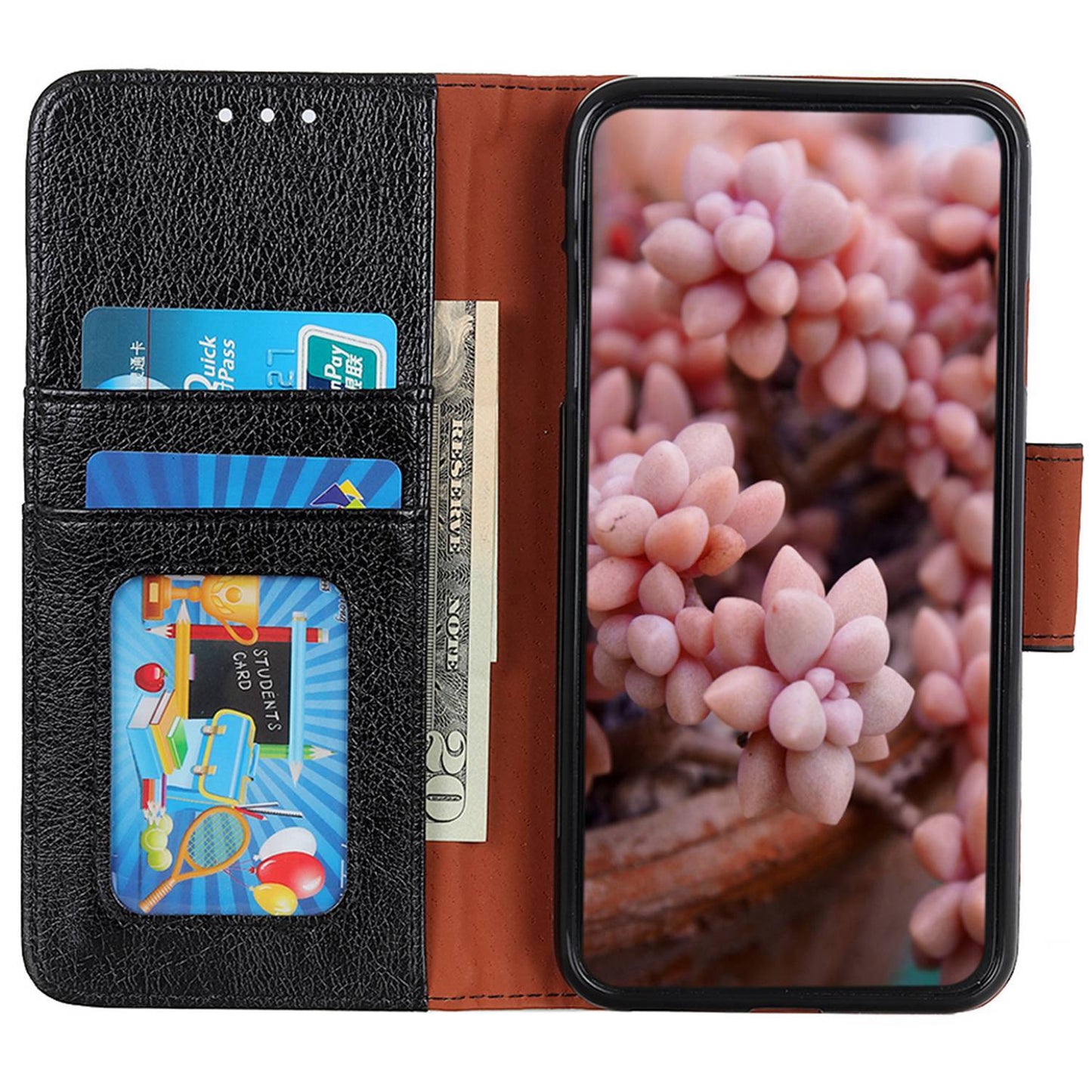 For Xiaomi Redmi Note 13 4G Case Split Leather Wallet Phone Cover TPU Inner Shell - Black
