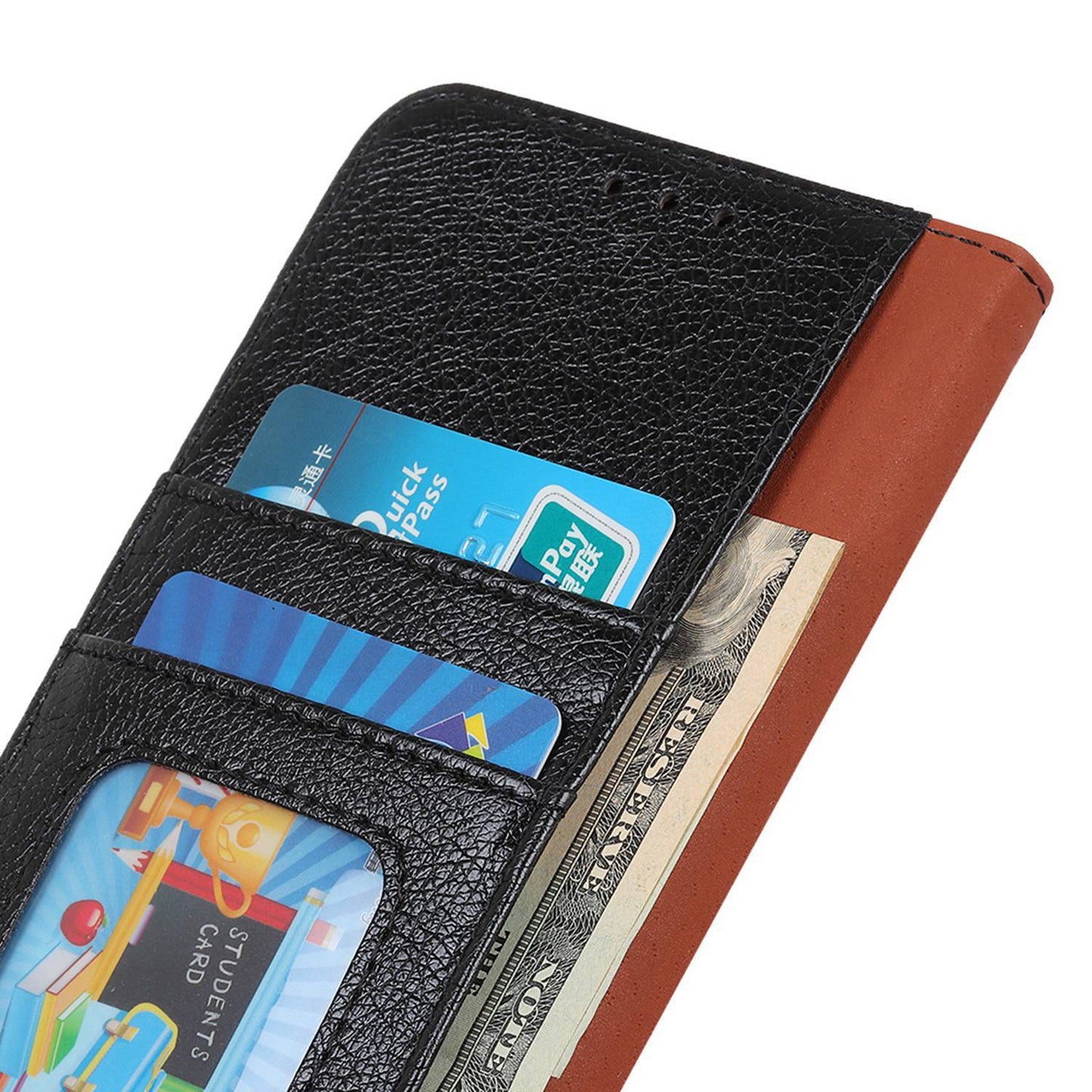 For Xiaomi Redmi Note 13 4G Case Split Leather Wallet Phone Cover TPU Inner Shell - Black