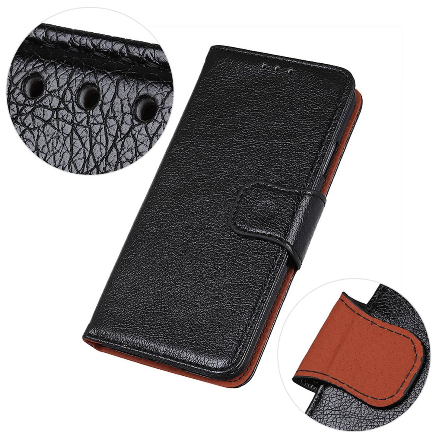 For Xiaomi Redmi Note 13 4G Case Split Leather Wallet Phone Cover TPU Inner Shell - Black