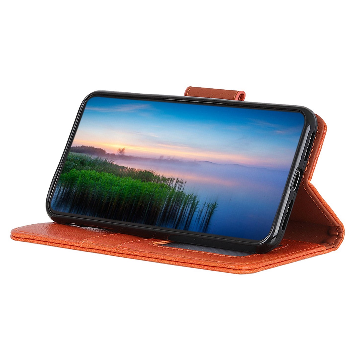 For Xiaomi Redmi Note 13 4G Case Split Leather Wallet Phone Cover TPU Inner Shell - Orange
