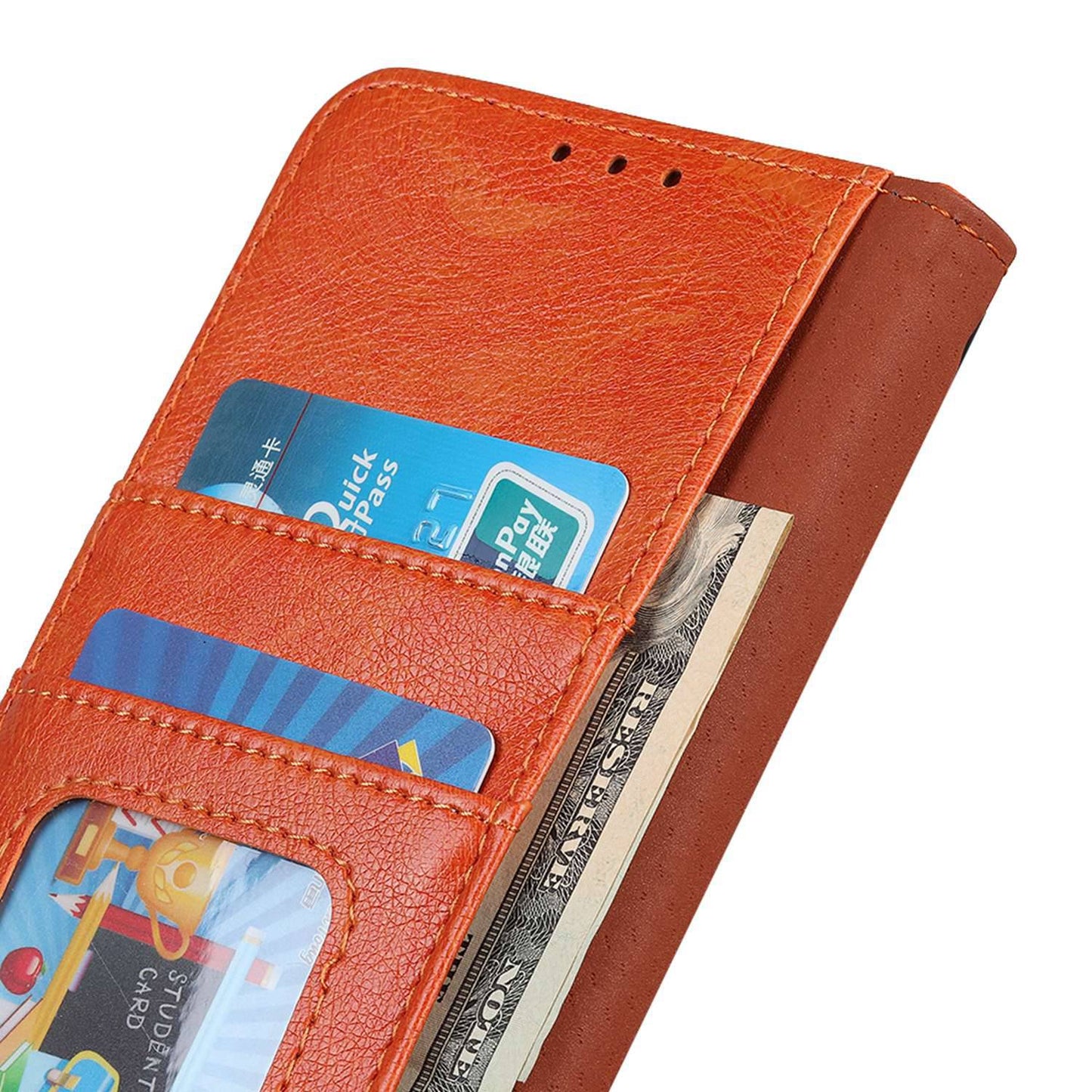 For Xiaomi Redmi Note 13 4G Case Split Leather Wallet Phone Cover TPU Inner Shell - Orange