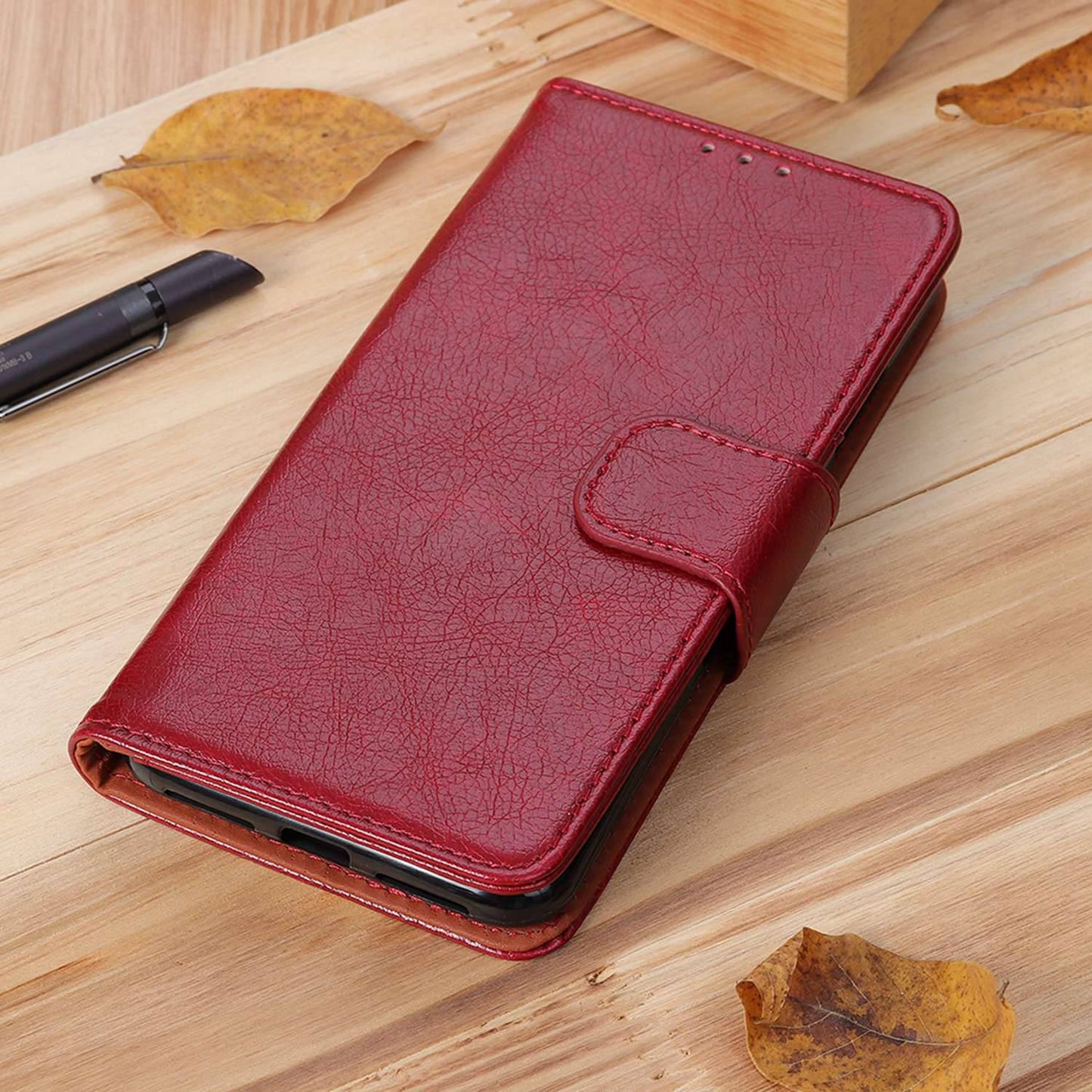 For Xiaomi Redmi Note 13 4G Case Split Leather Wallet Phone Cover TPU Inner Shell - Red
