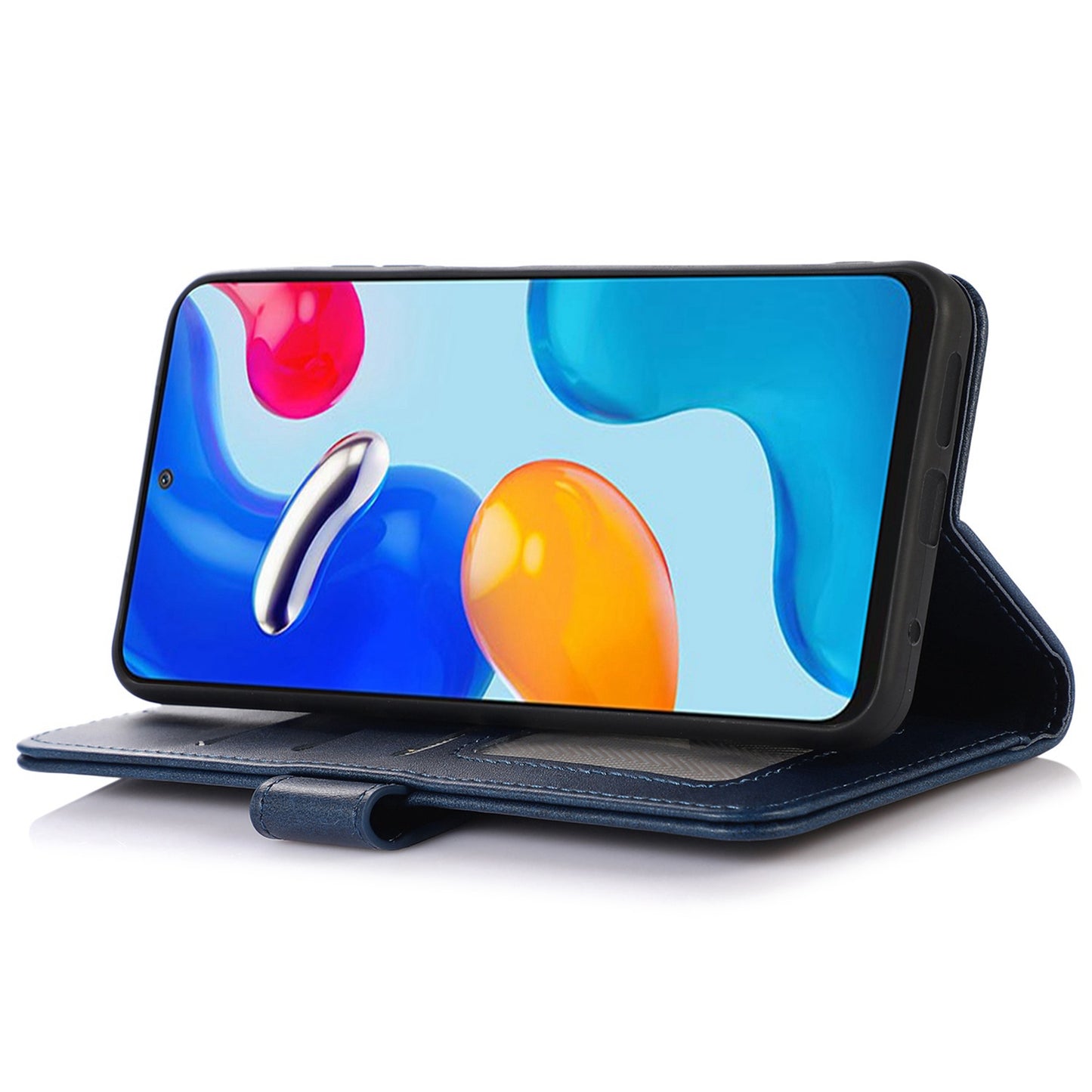 For Xiaomi Redmi Note 13 4G Case PU Leather Folio Stand View Phone Cover - Blue