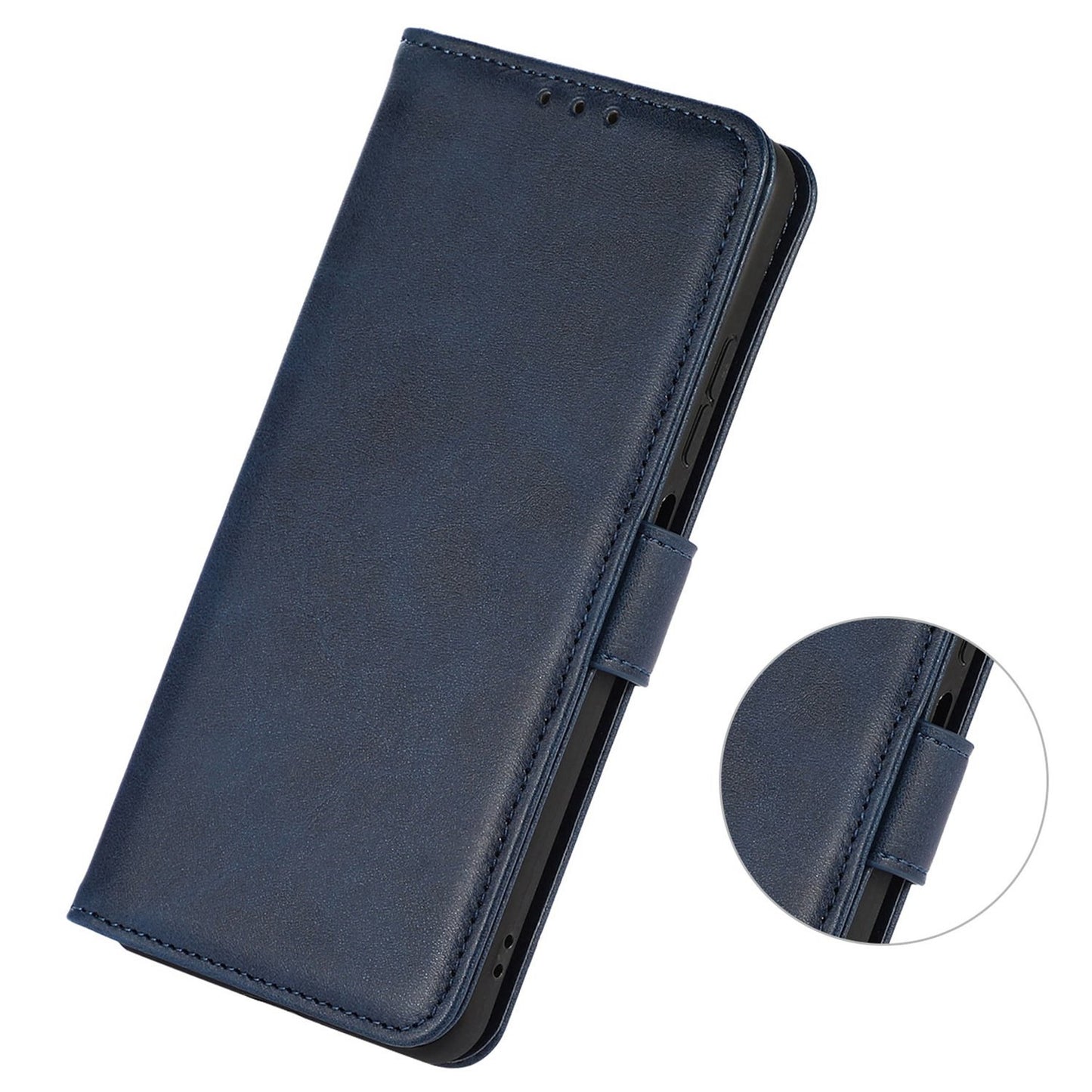 For Xiaomi Redmi Note 13 4G Case PU Leather Folio Stand View Phone Cover - Blue