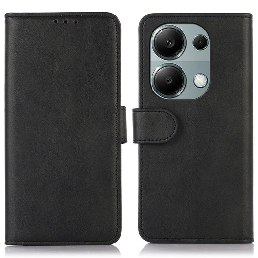 For Xiaomi Redmi Note 13 4G Case PU Leather Folio Stand View Phone Cover - Black